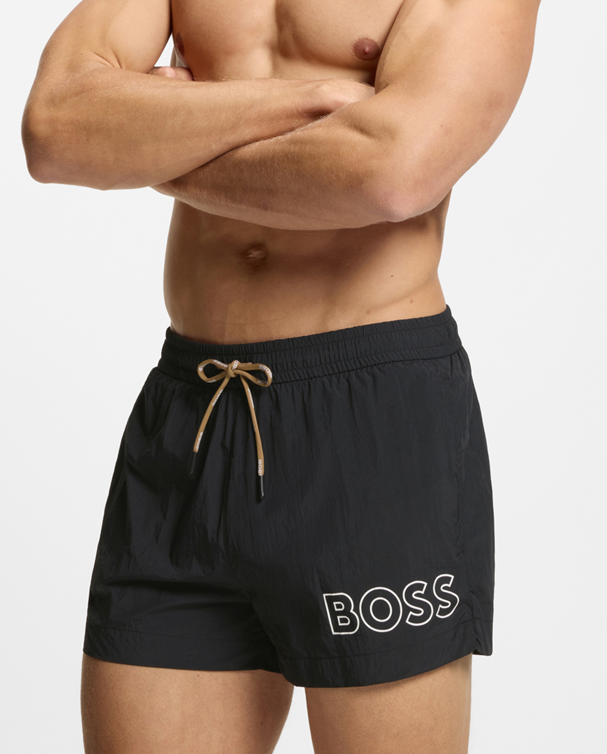 Calções de banho lisos Preto-3