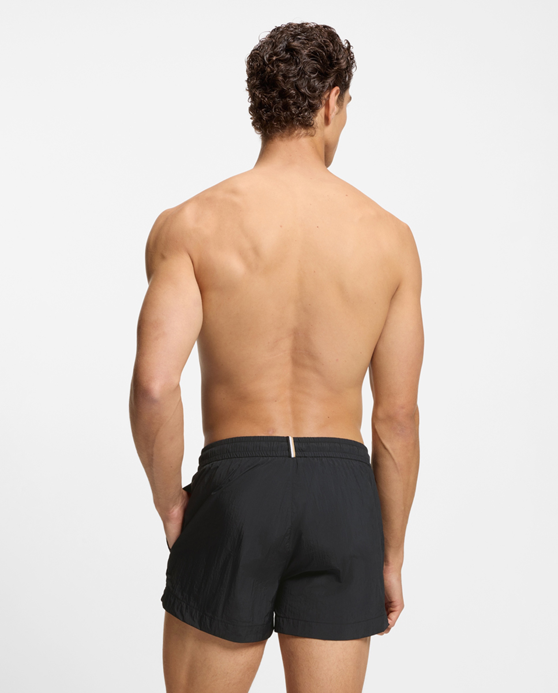 Calções de banho lisos Preto-2