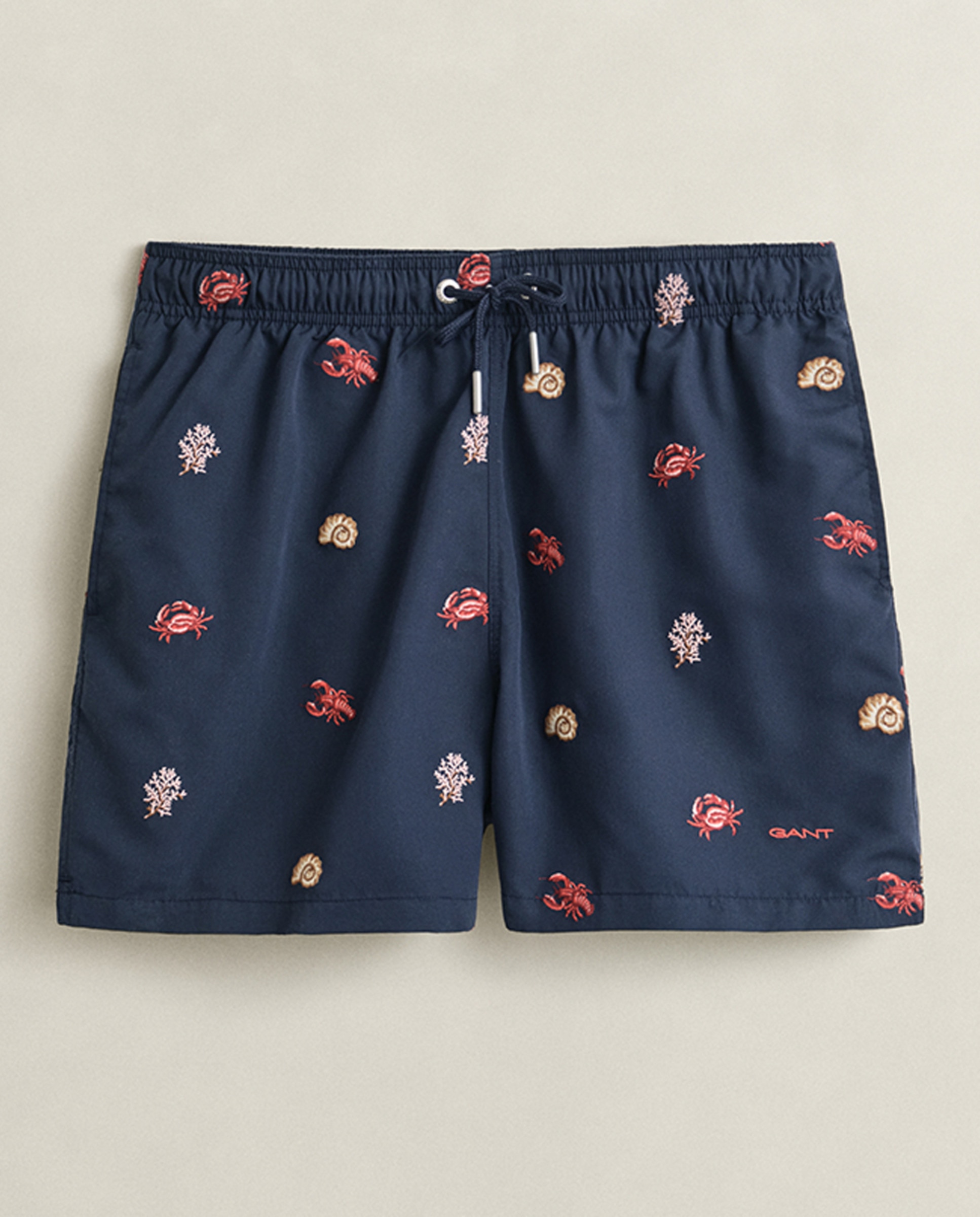 Calções de Banho Curtos com Bordados Azul-marinho-4