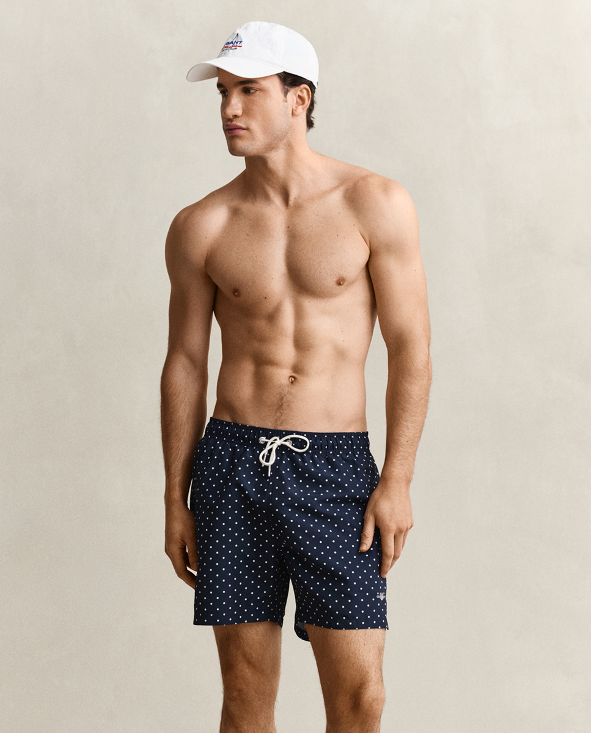 Imagem 0 de Calções de Banho às Bolinhas - Azul-Marinho