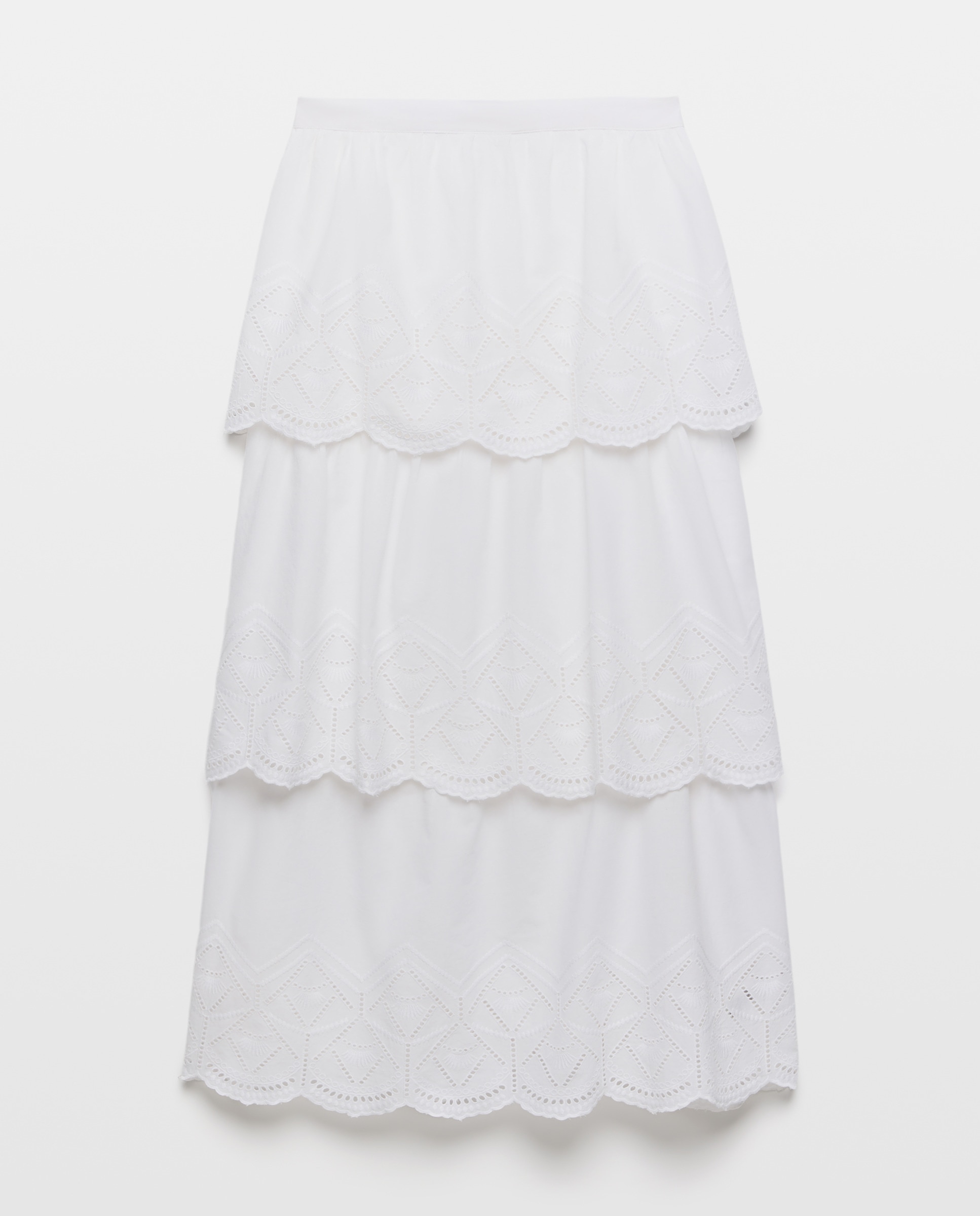Falda de mujer bordada total look Blanco-4