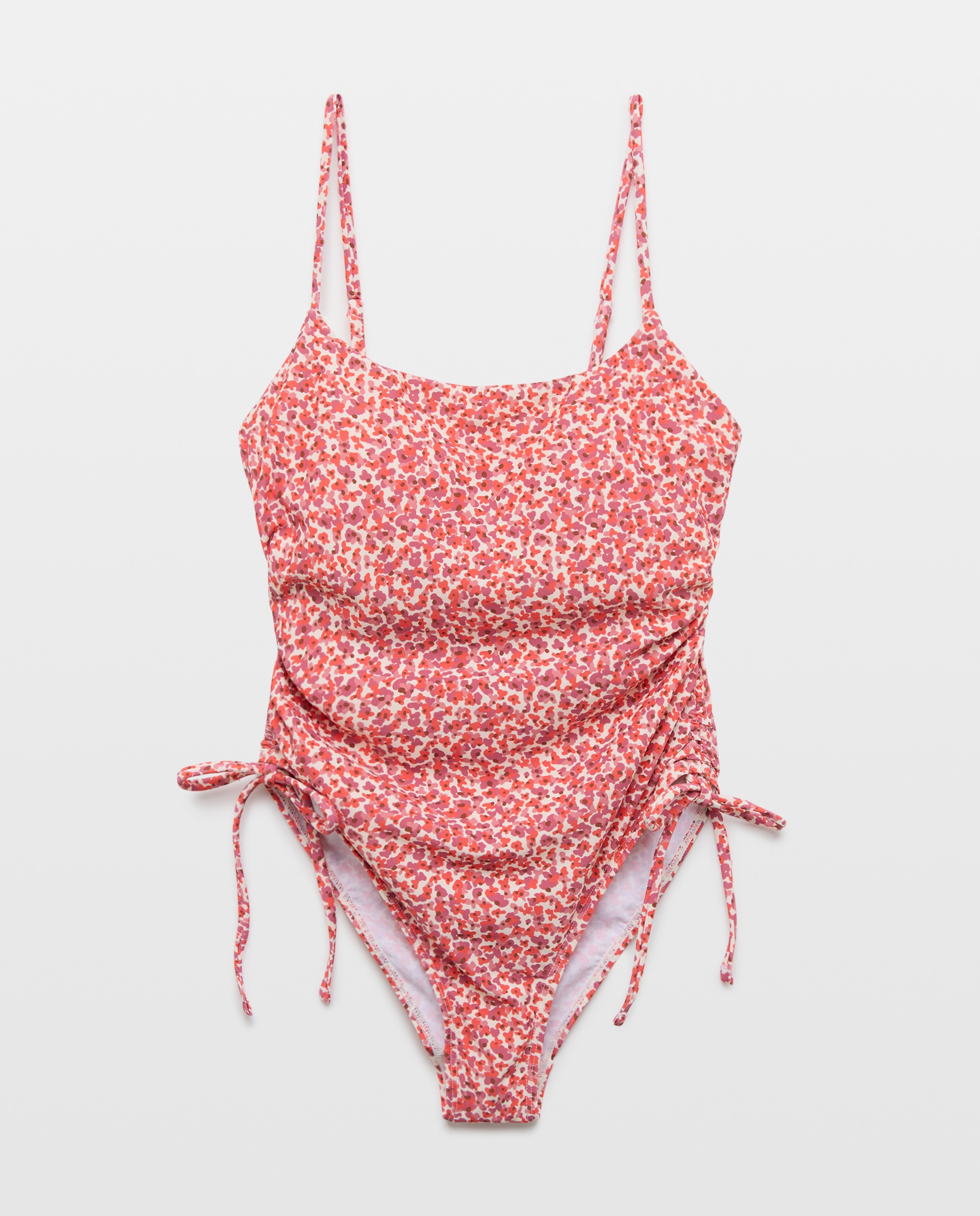 Bañador mujer drapeado lateral lazos Rosa-5