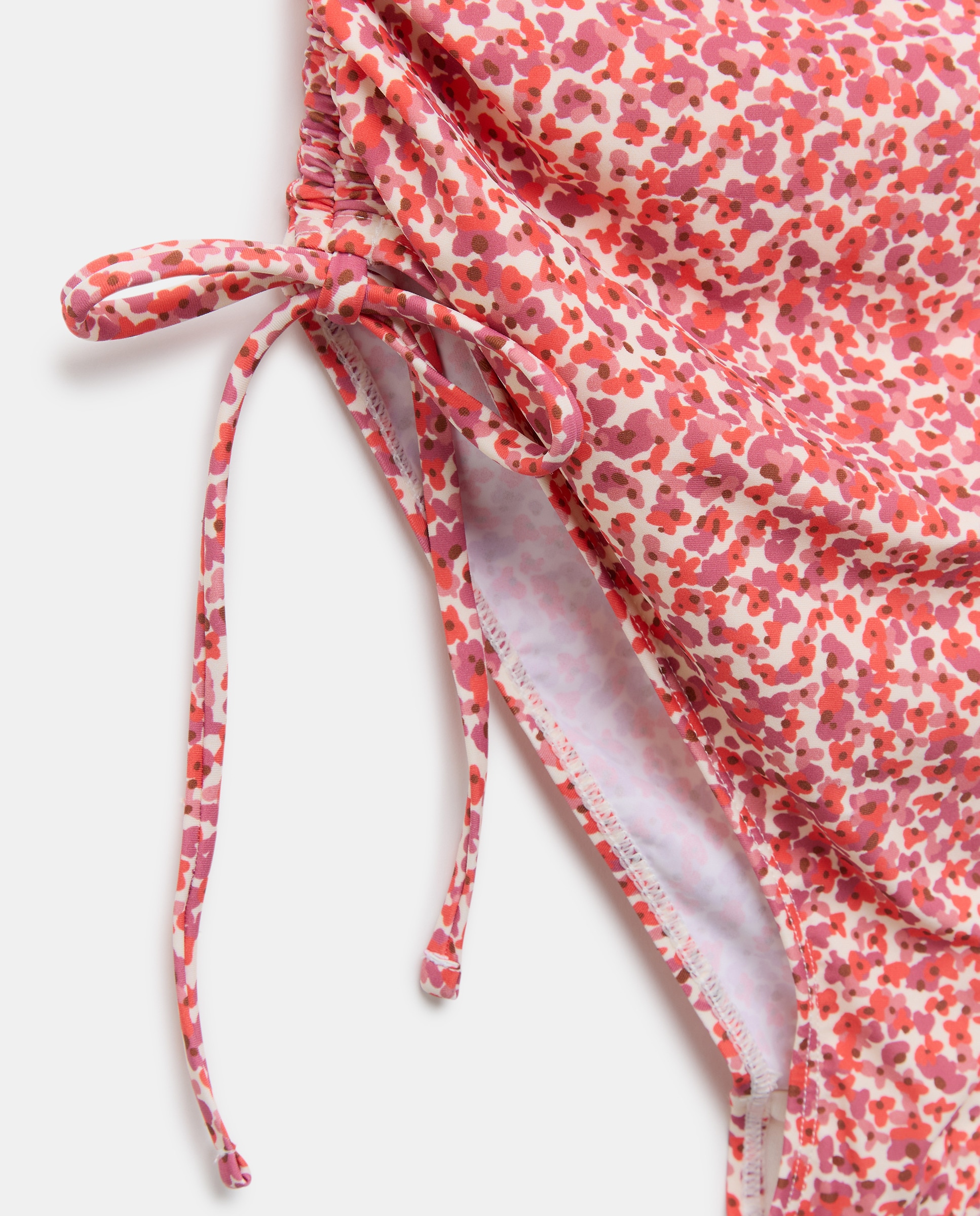Bañador mujer drapeado lateral lazos Rosa-6