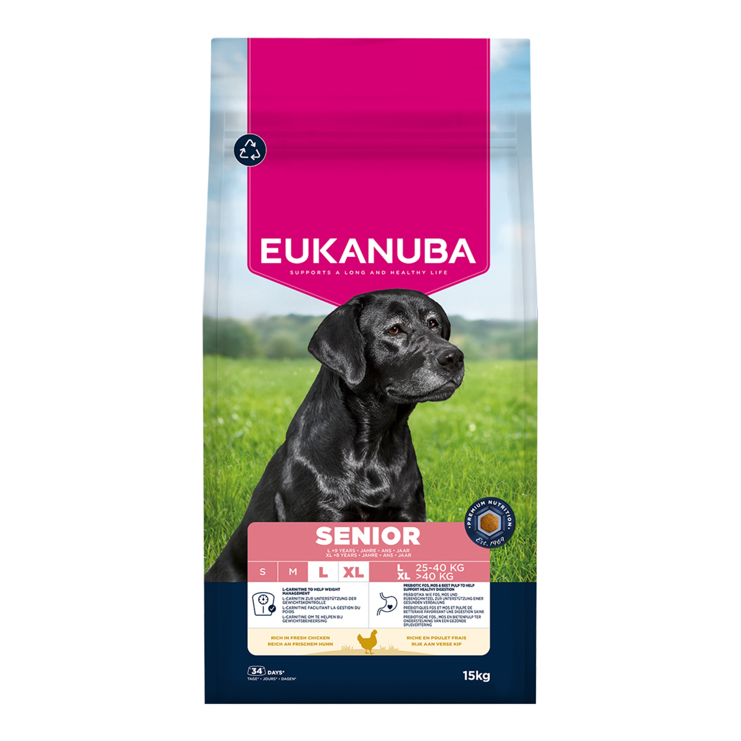 Imagen 0 de Pienso para perros sénior grandes Eukanuba pollo 15 kg
