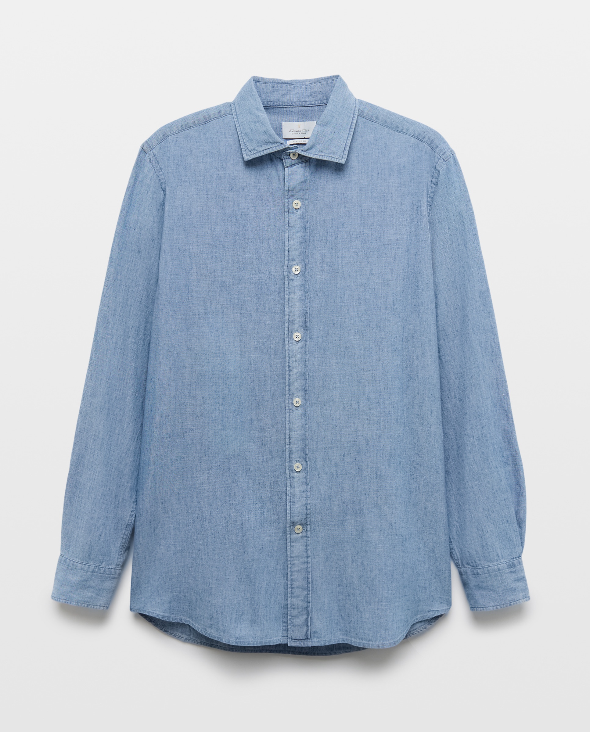 Camisa Casual com Manga Comprida Azul-índigo-4