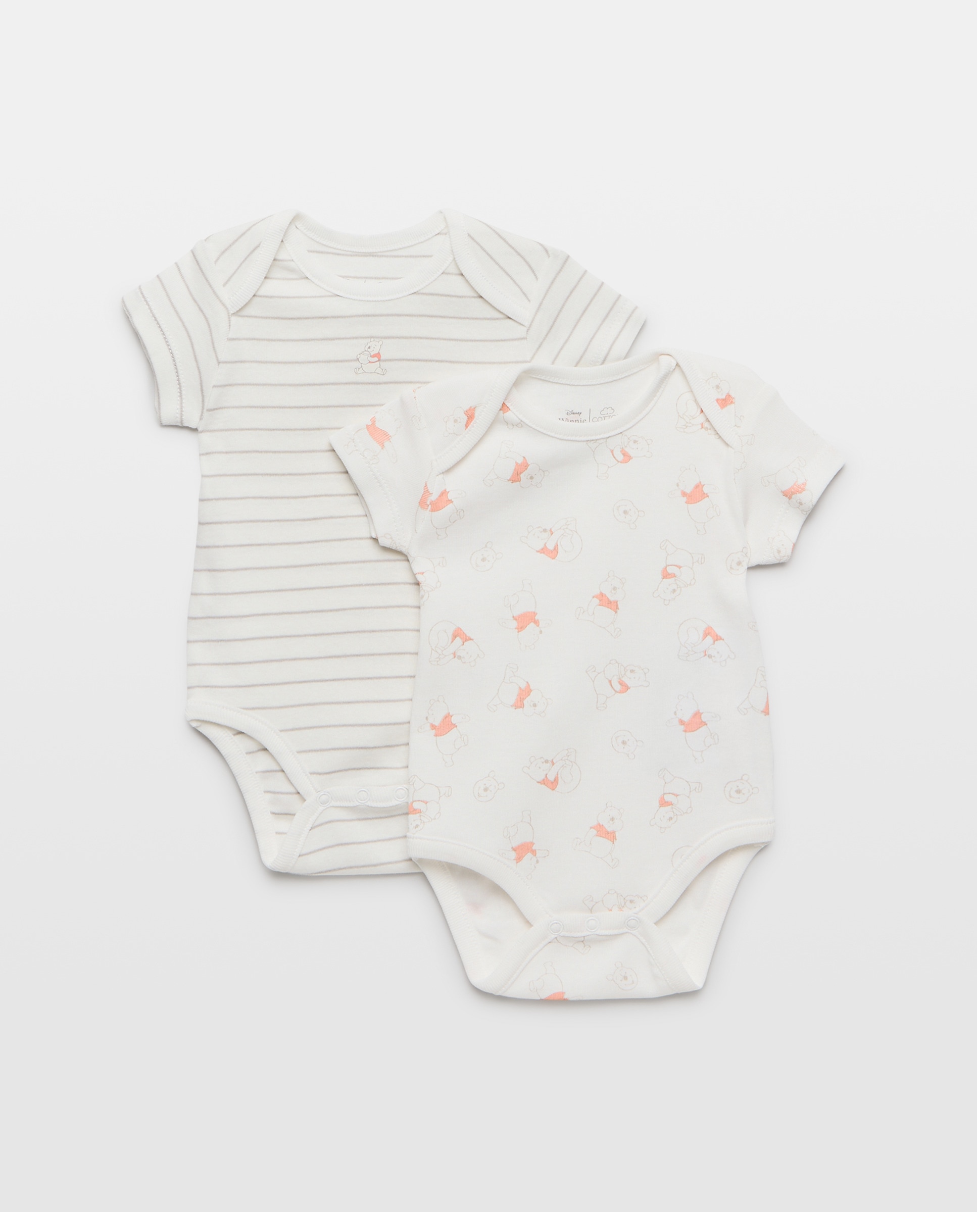 Pack de 2 Bodies de Bebé com Manga Curta e Estampado Winnie The Pooh Branco-1