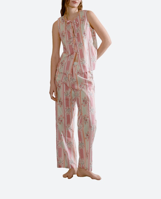 Imagen 0 de Pijama sin mangas cierre lazos de mujer