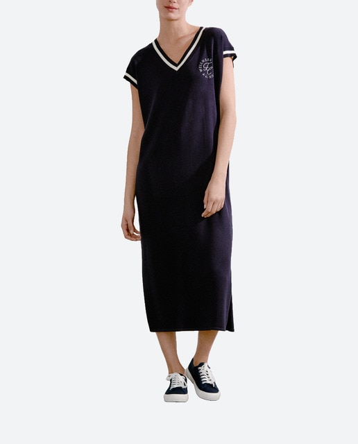 Imagen 0 de Vestido con detalle lateral y raya a contraste