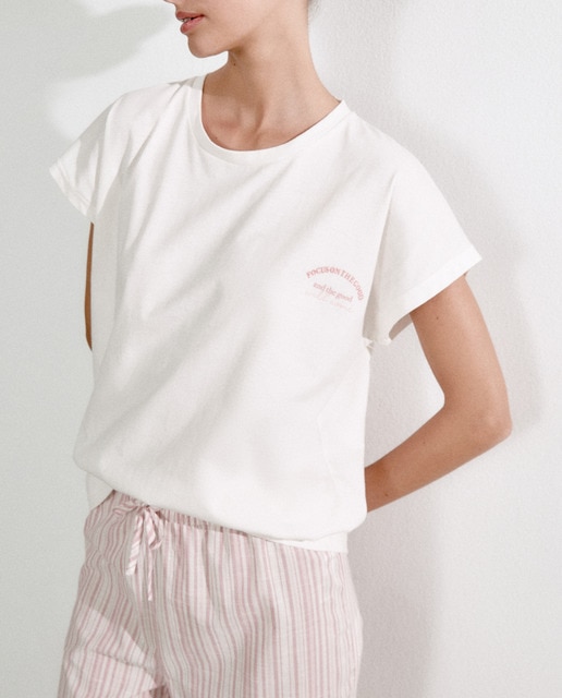 Imagen 0 de Camiseta de mujer manga corta logo la vie es belle