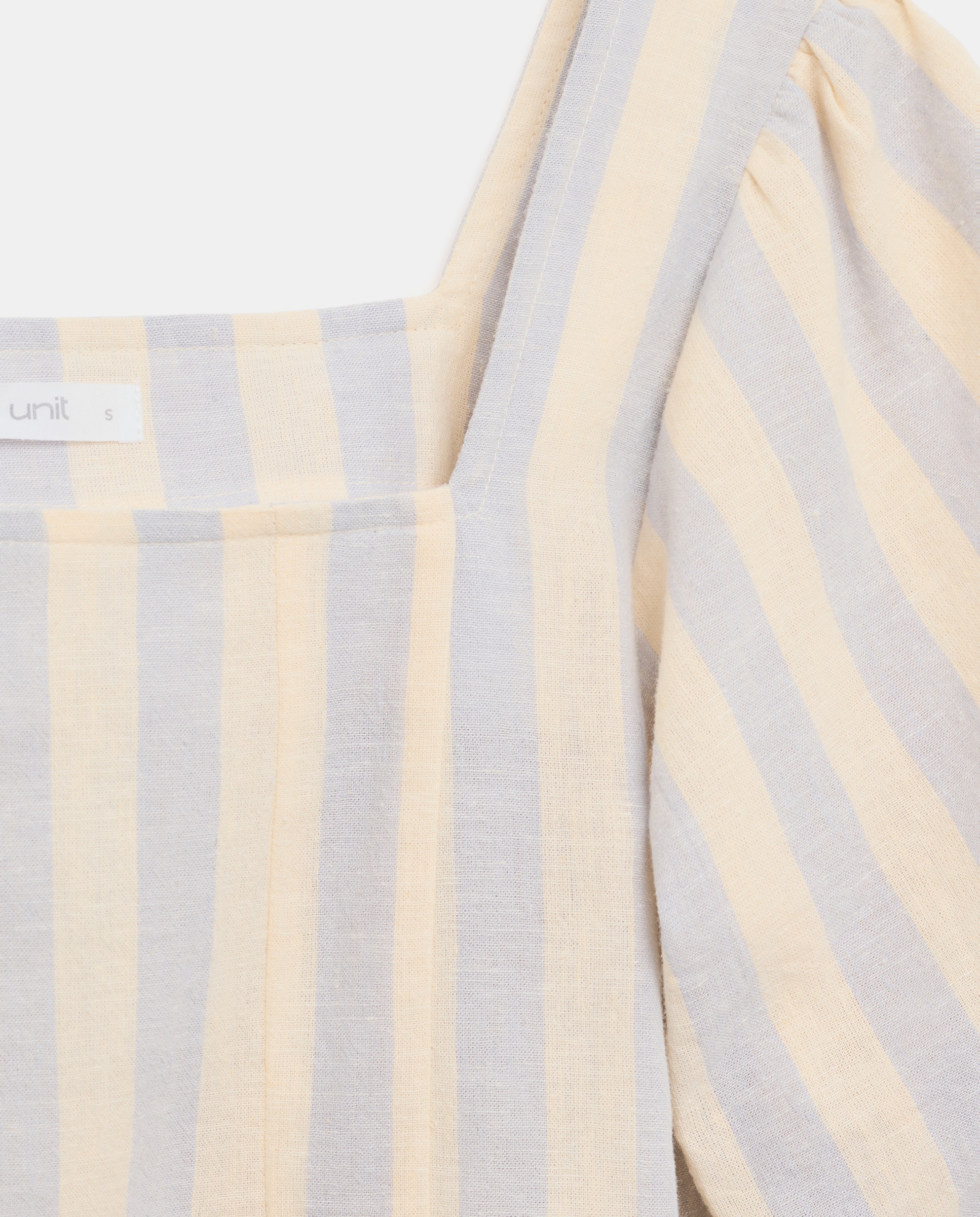 Blusa de mujer con escote cuadrado de rayas Azul-5