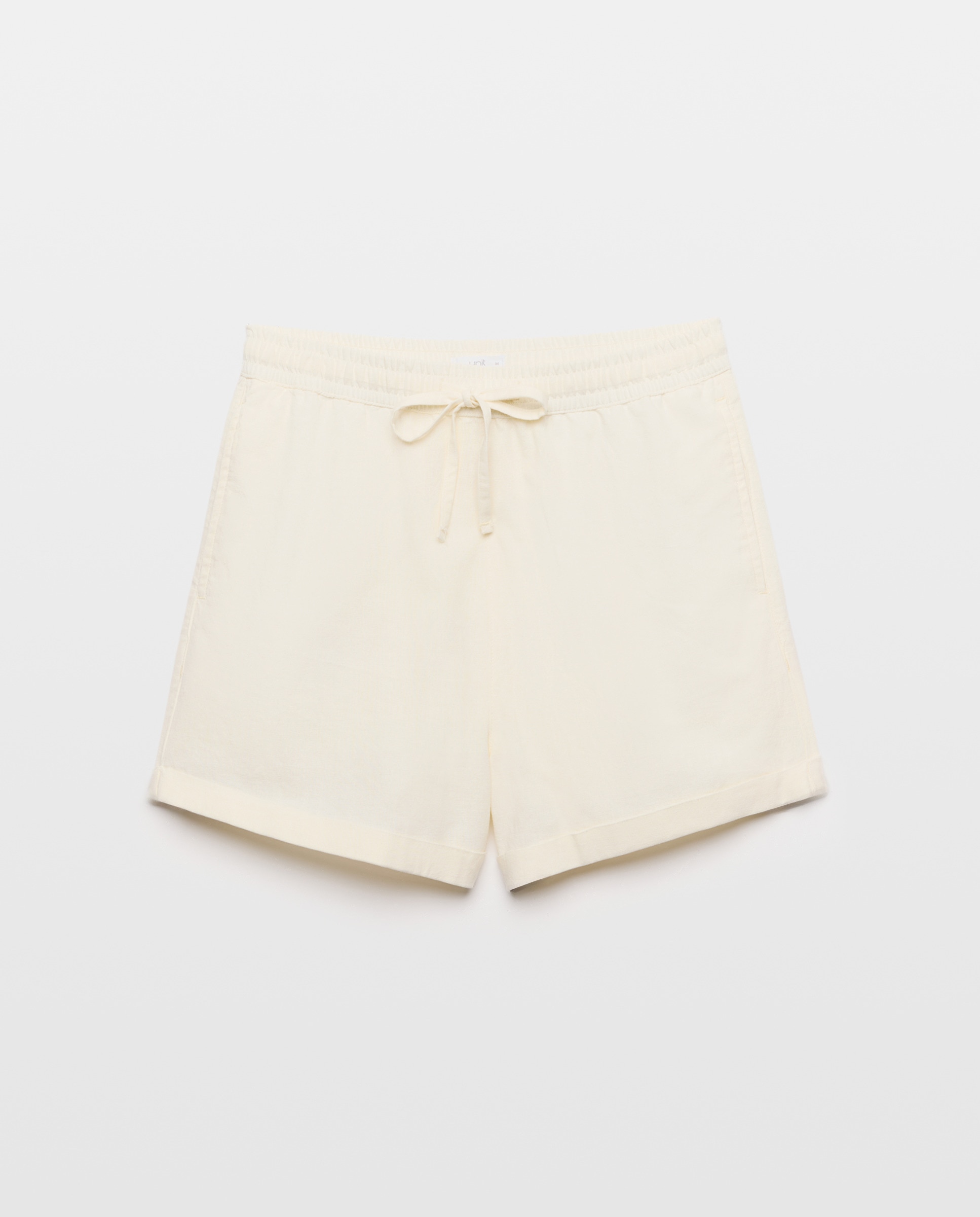 Shorts de mujer con lino Blanco-4