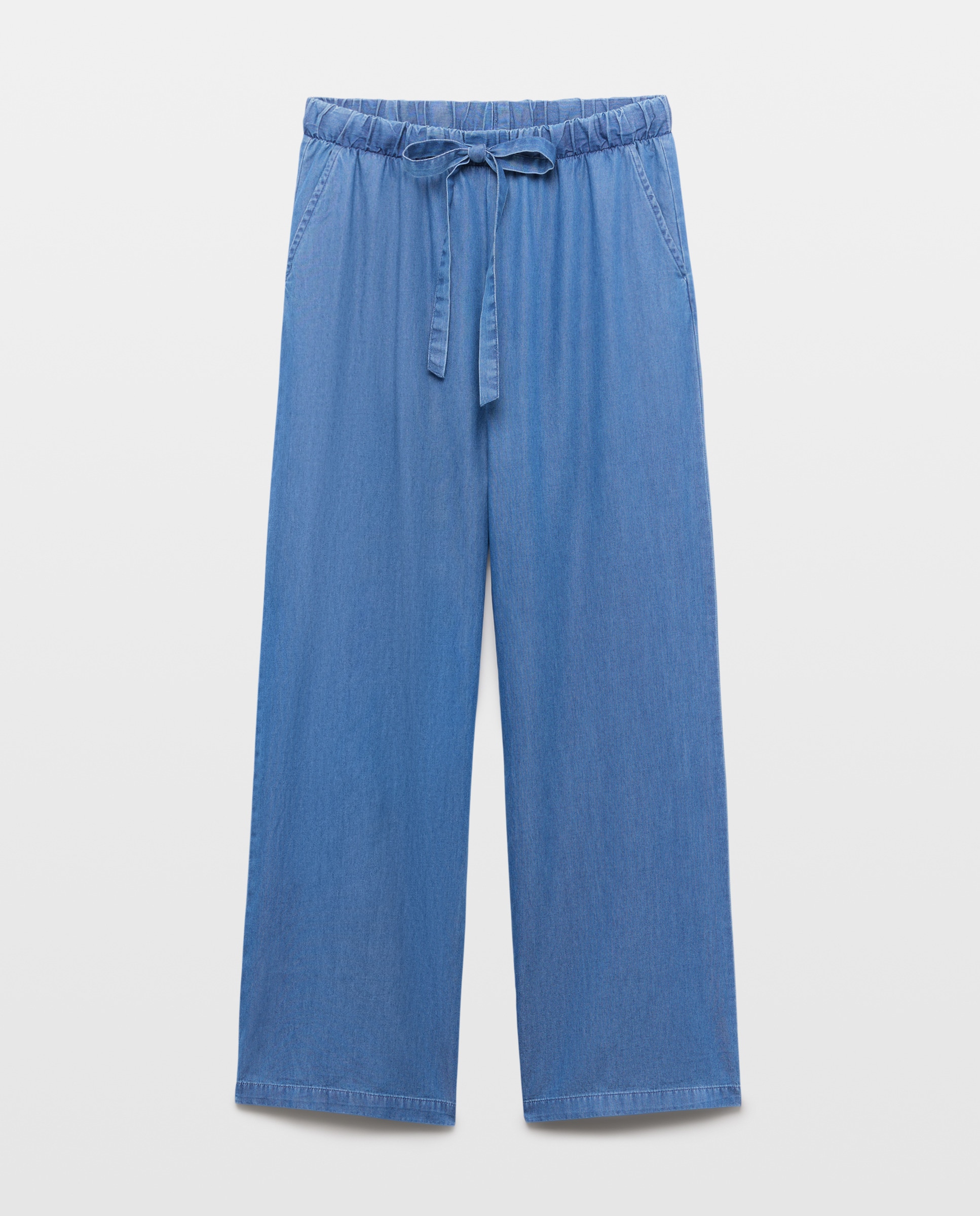 Pantalón de mujer light denim wide-leg Azul Suave-3