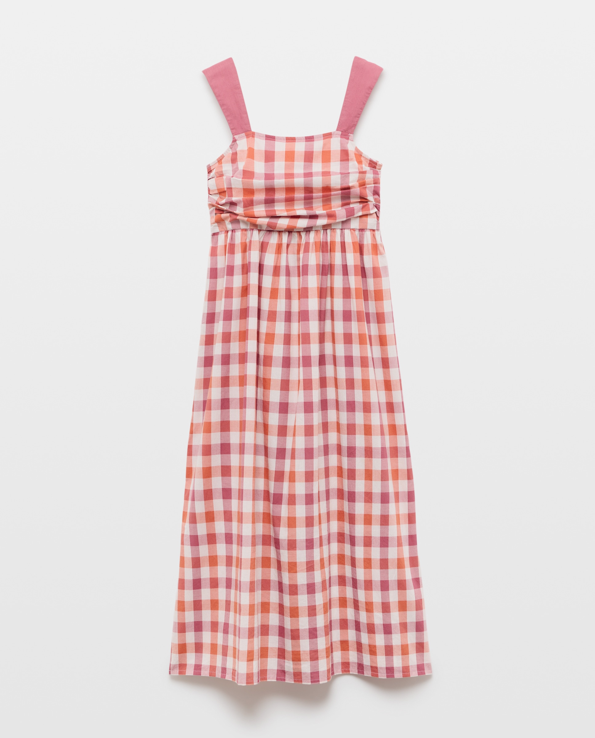 Vestido de mujer de cuadros con tirantes a contraste Rojo-4