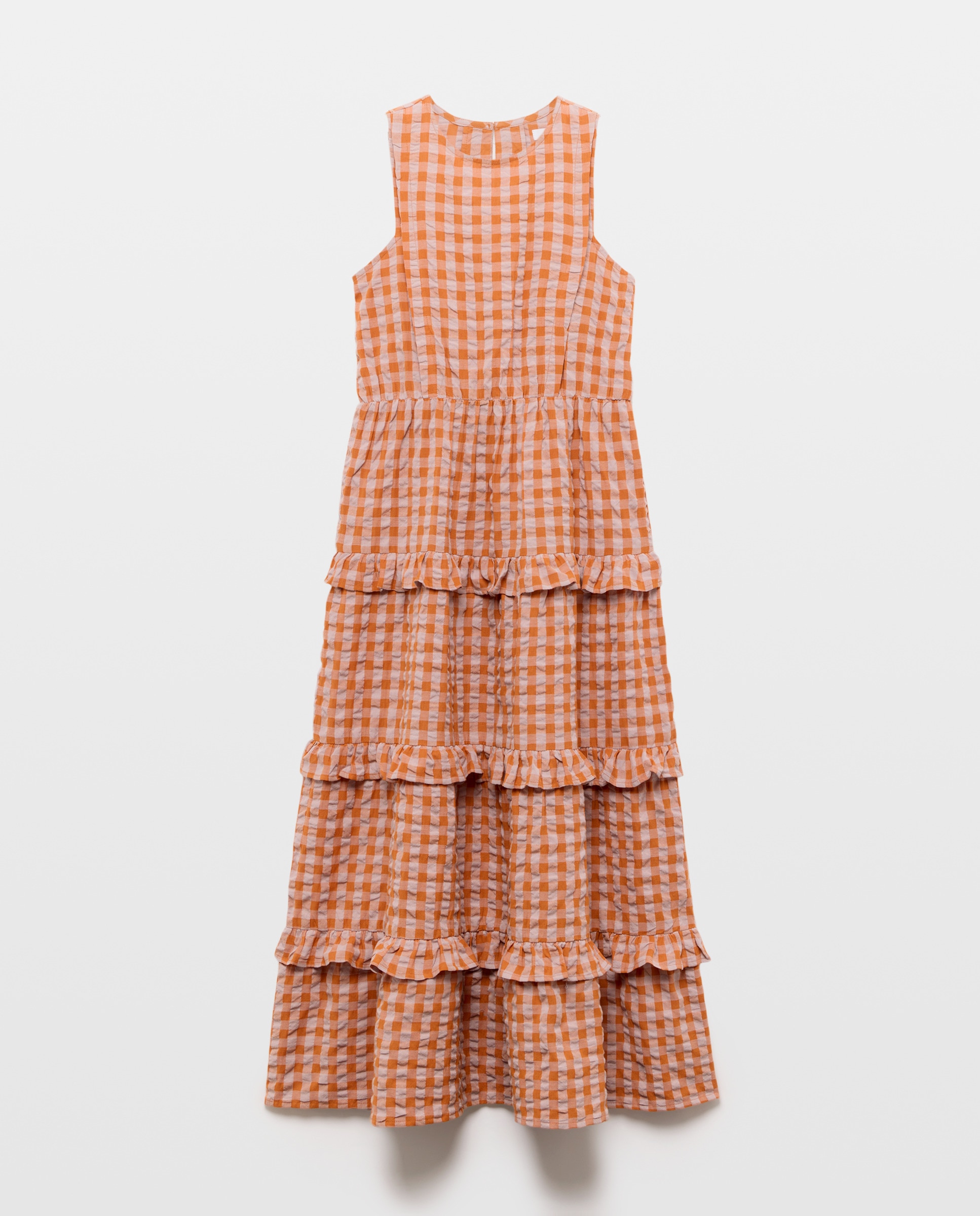 Vestido de mujer de cuadros con volantes Morado-5