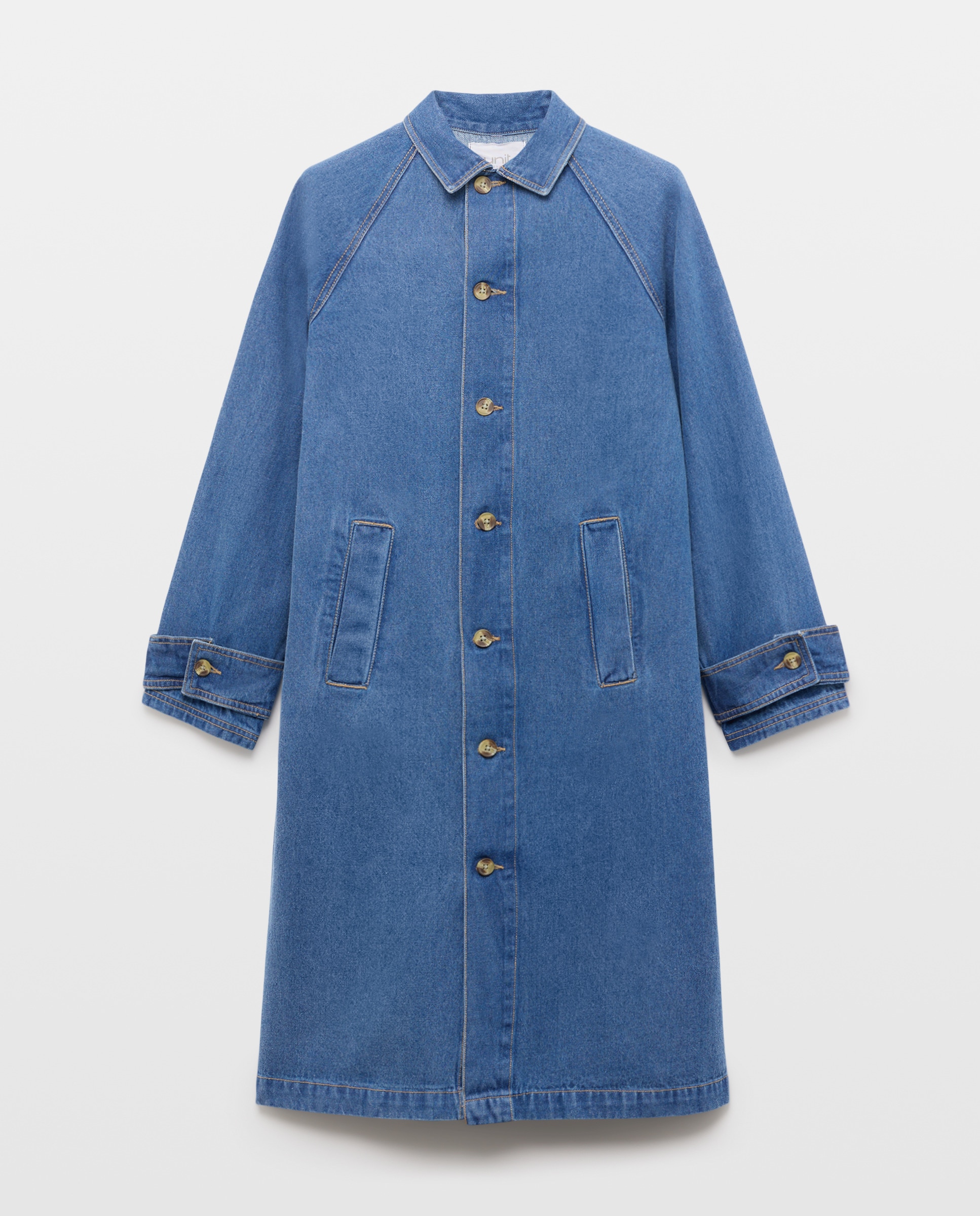 Chaqueta vaquera de mujer midi Azul pálido-4