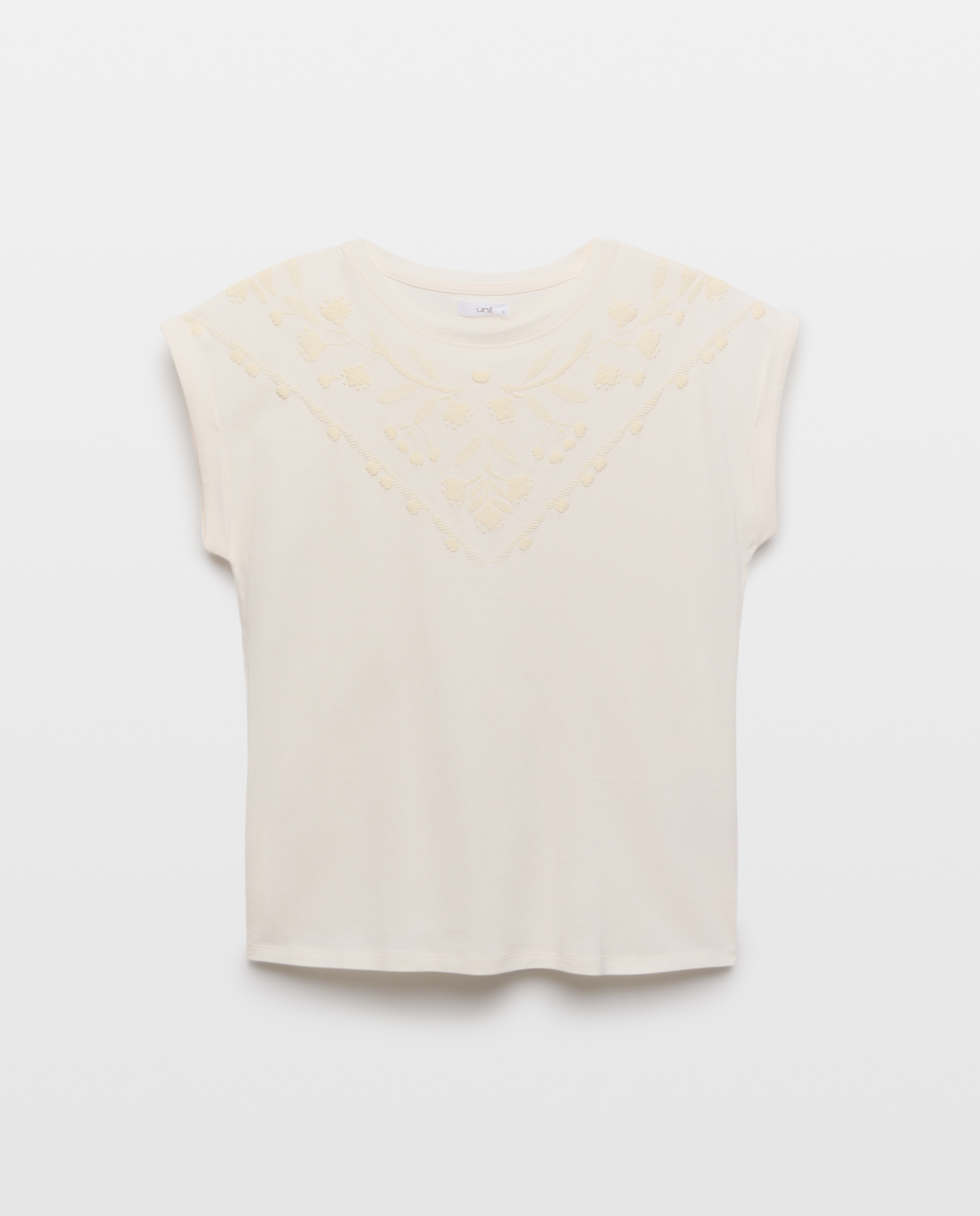 Camiseta de mujer cuello caja puff print 120 Crudo-4