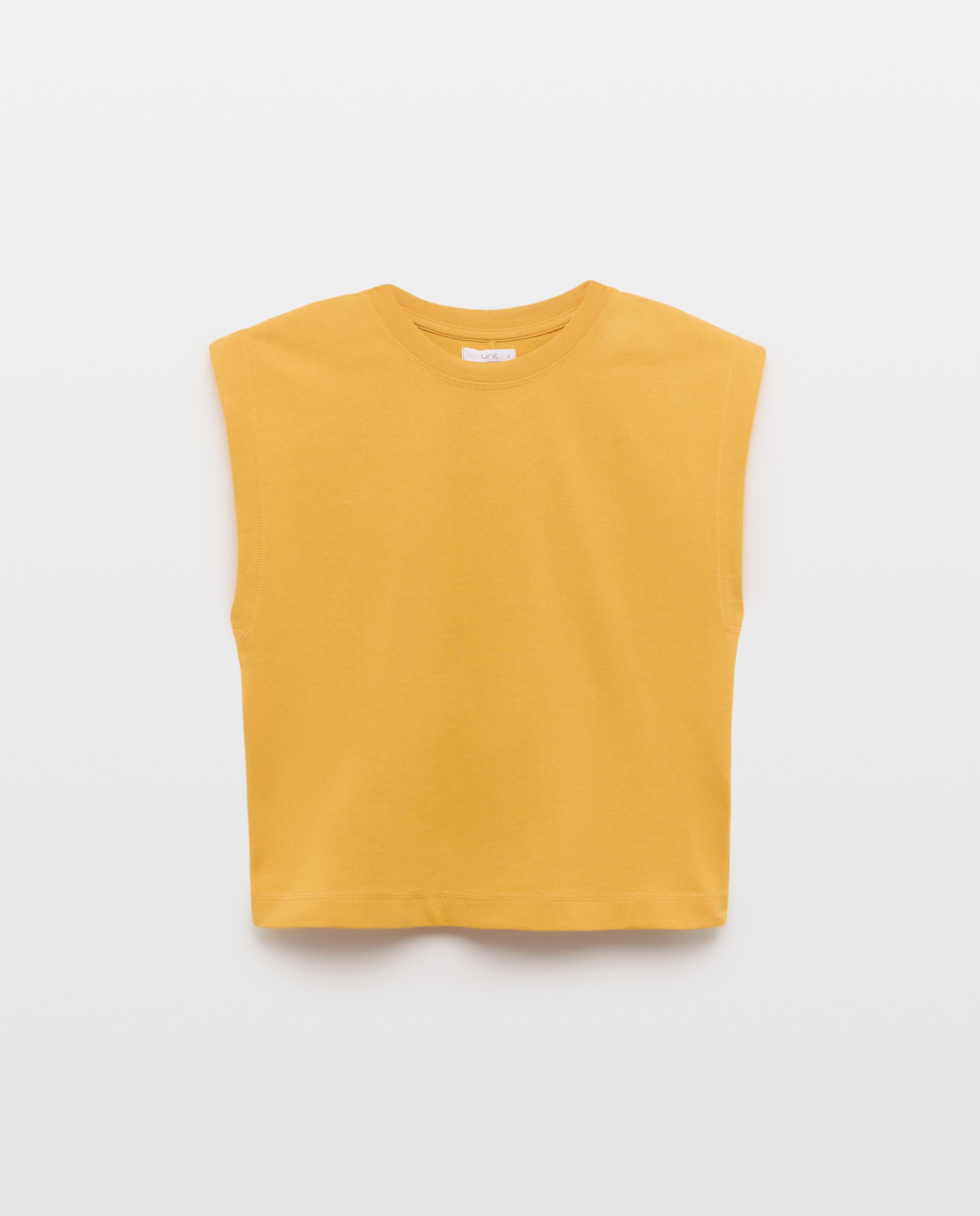 Camiseta sin mangas de mujer con solapa en hombro Amarillo-4