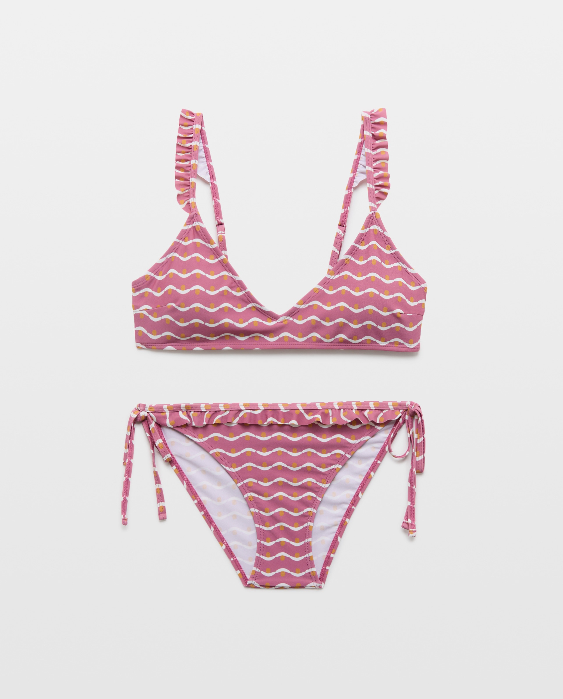 Bikini mujer escote pico minivolante manga 450 Turquesa-4