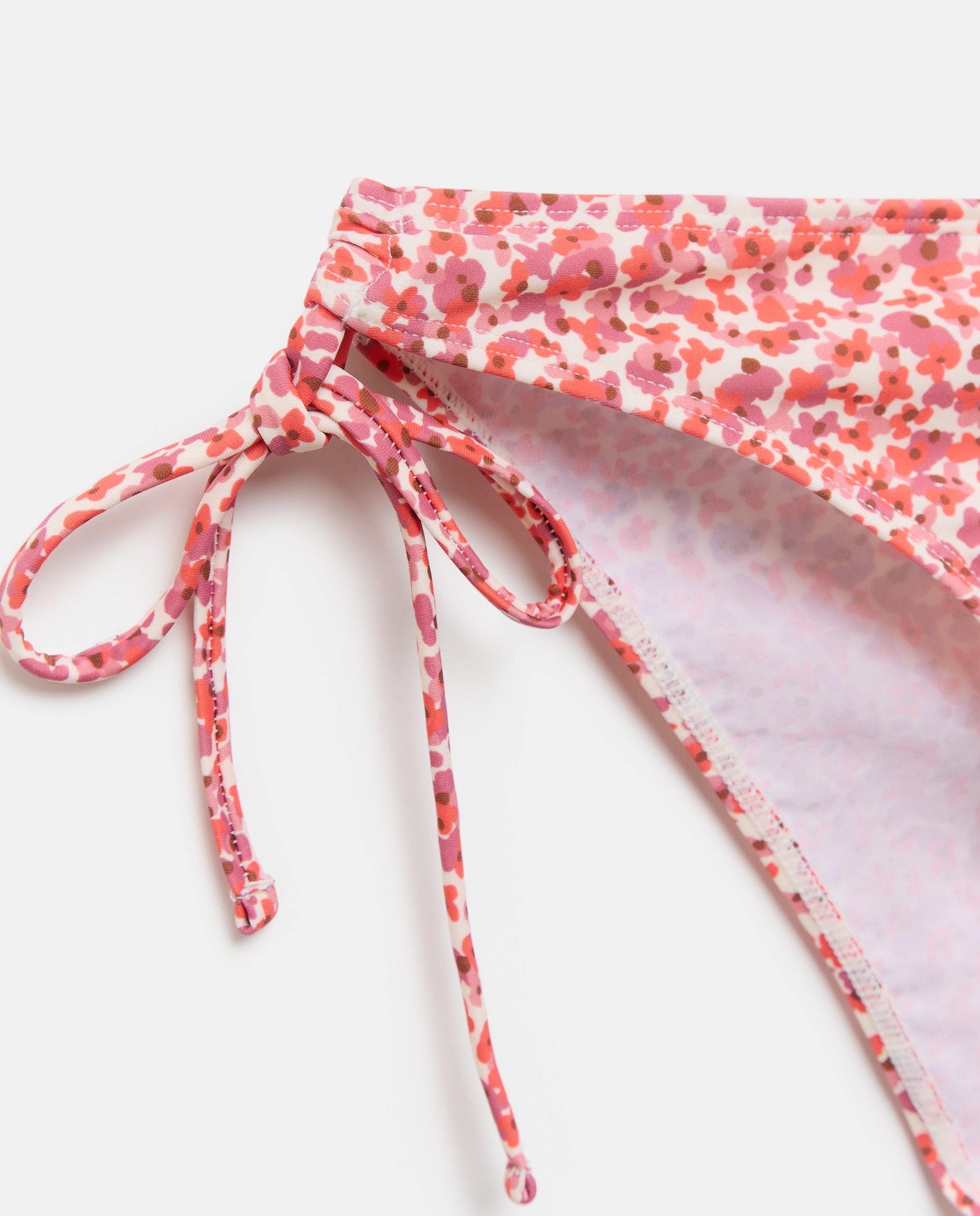 Bikini mujer drapeado lateral lazos Rosa-5