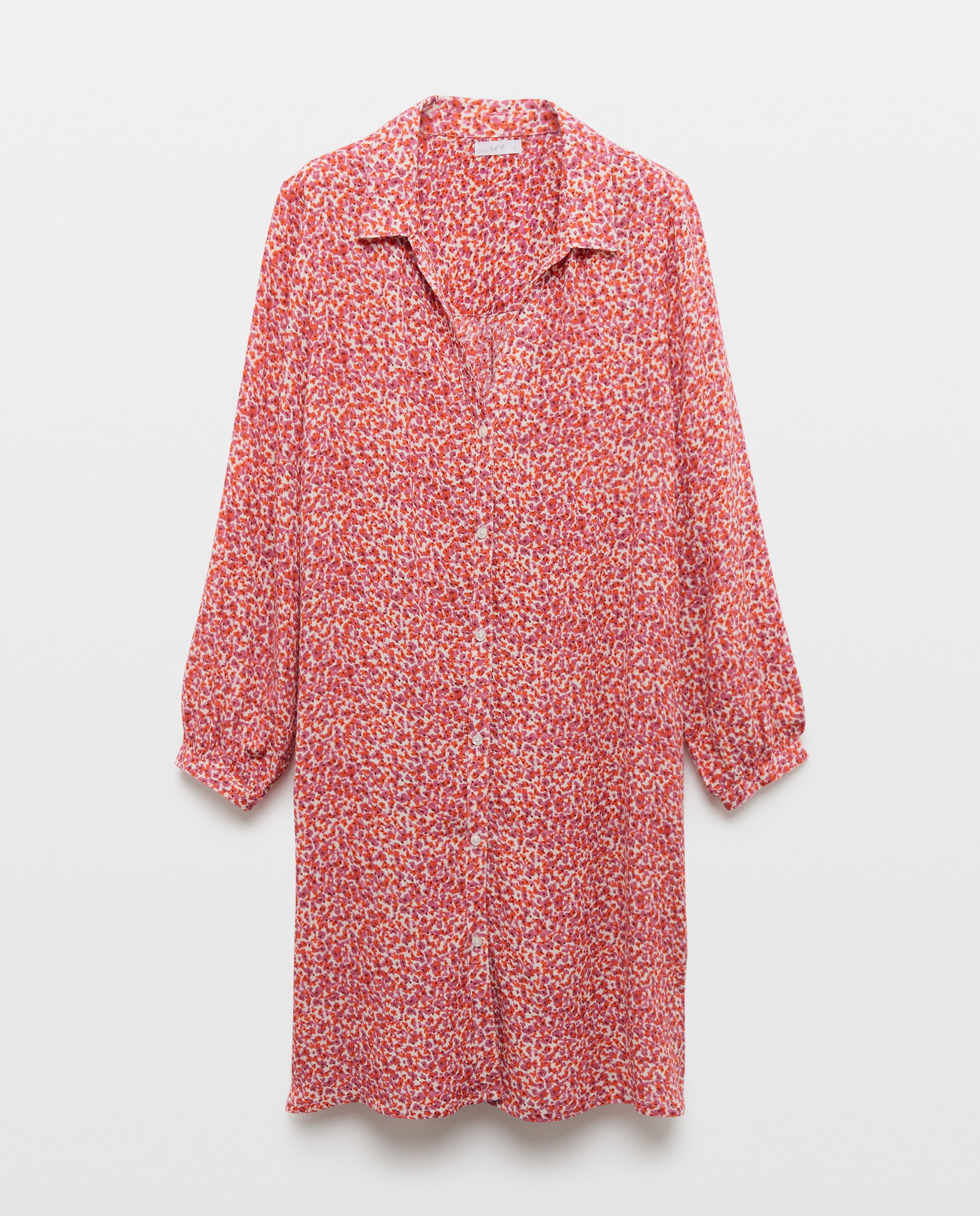 Caftán mujer camisero estampado Rosa-3