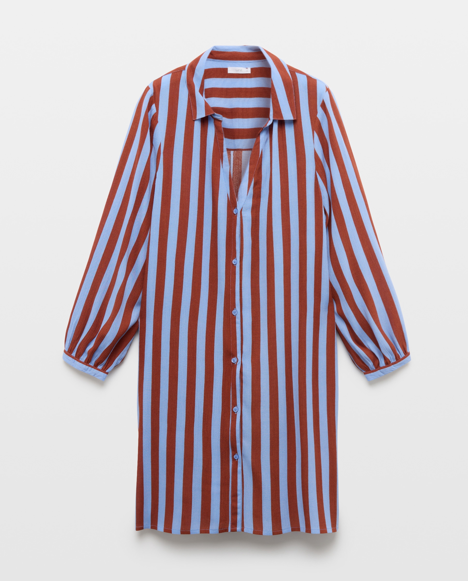 Caftán mujer camisero estampado Azul-3