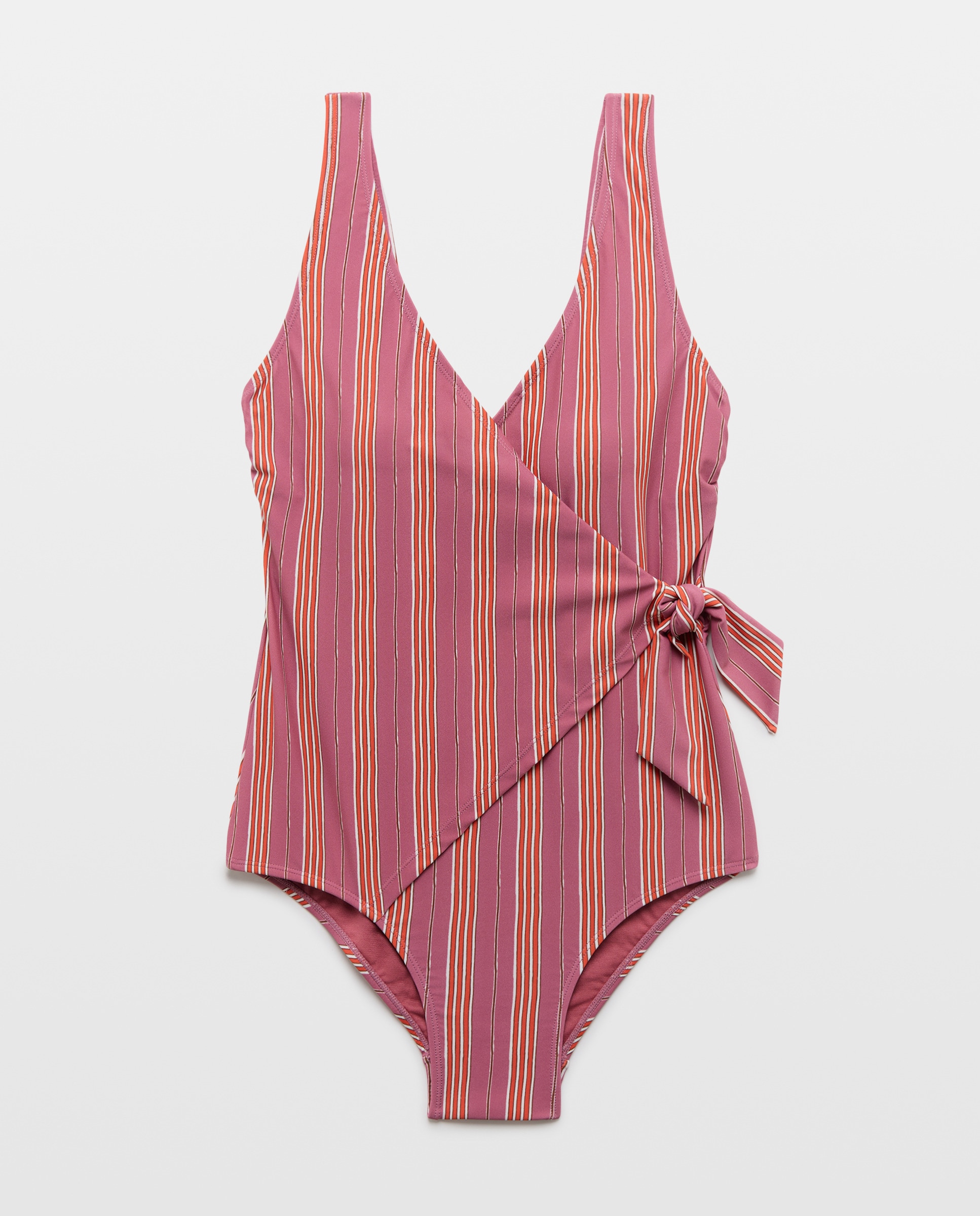 Bañador de mujer cruzado lazo Rosa-4