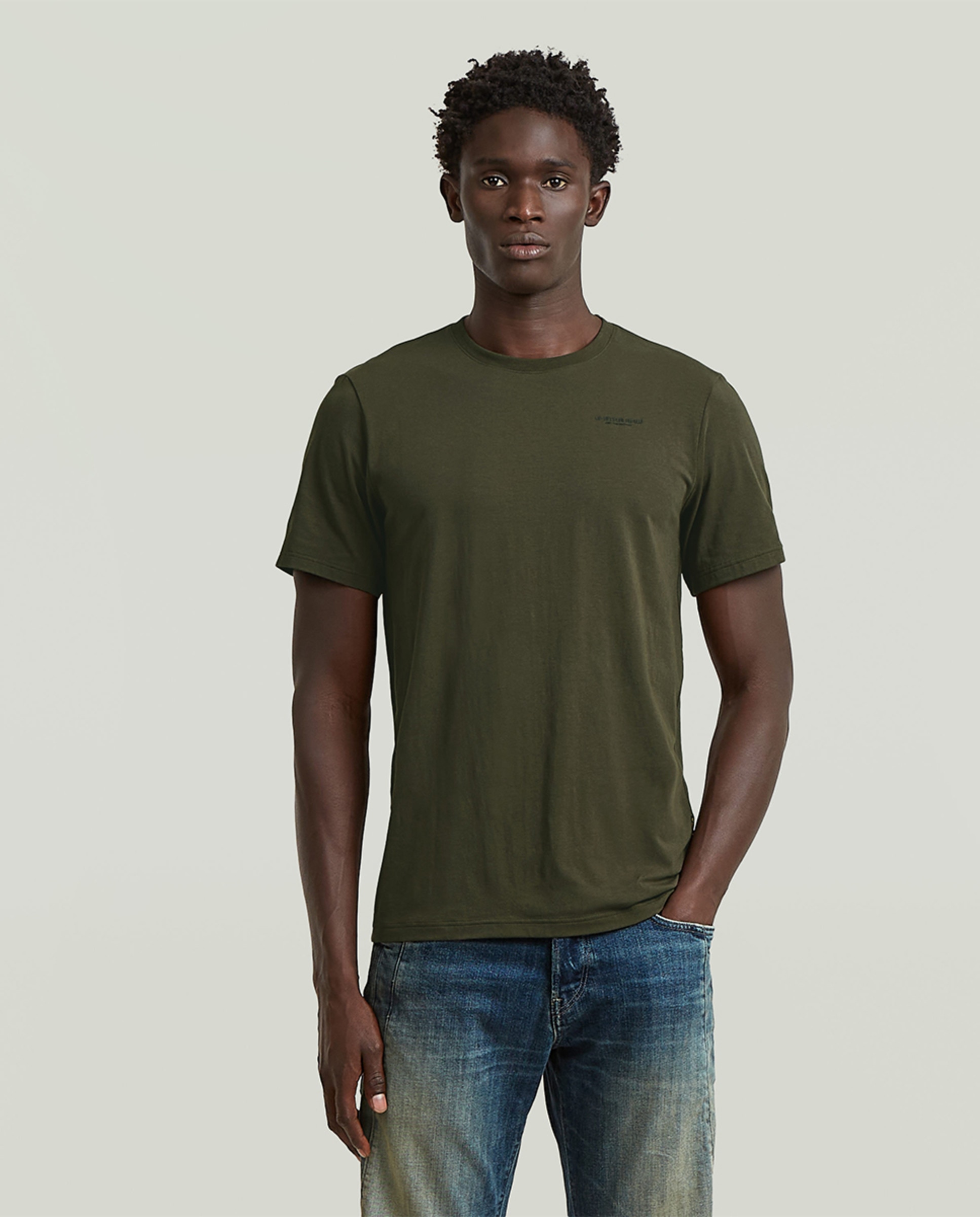 T-shirt Base Slim em Algodão Orgânico com Manga Curta Cinzento-1