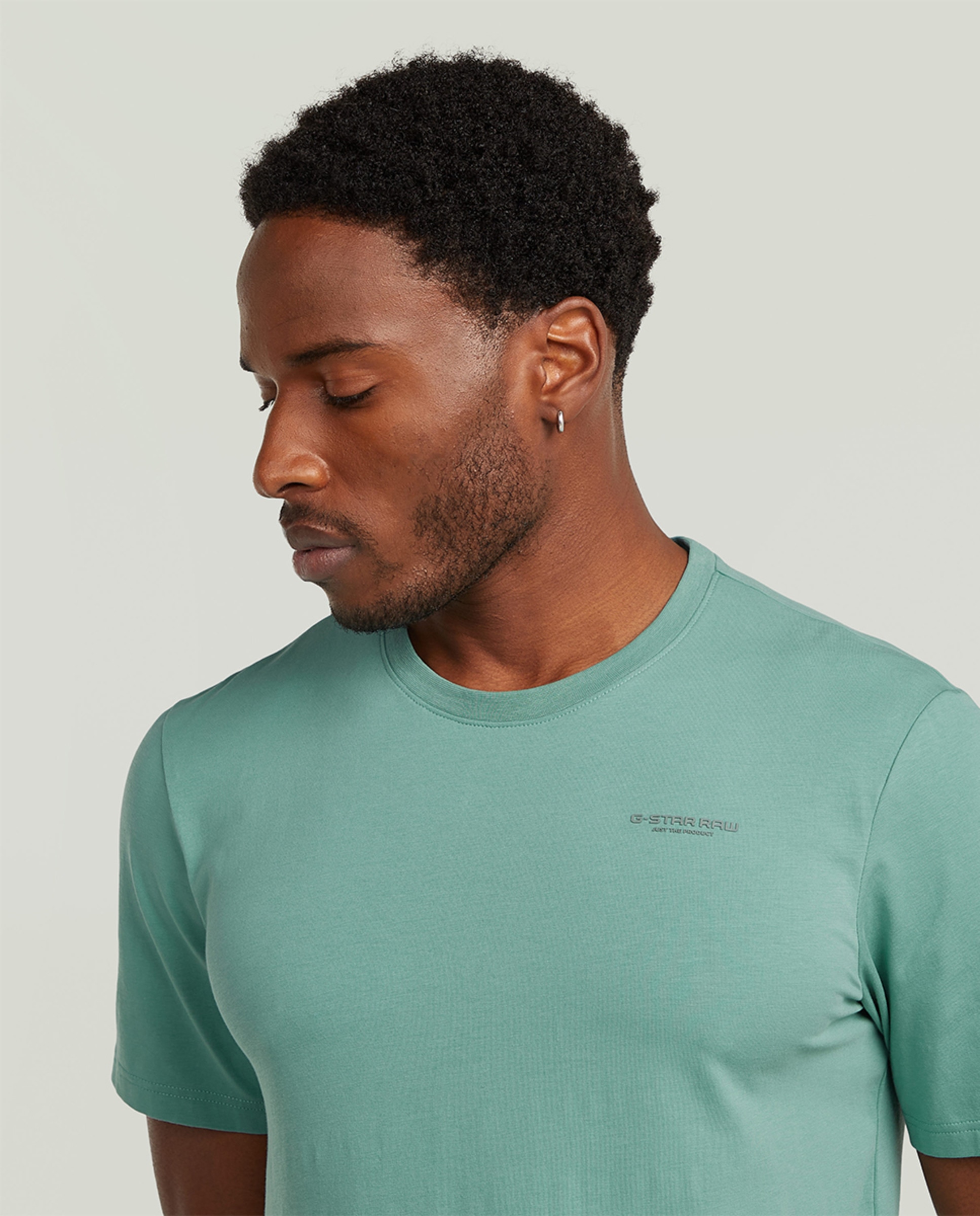 T-shirt Base Slim em Algodão Orgânico com Manga Curta Azul-3