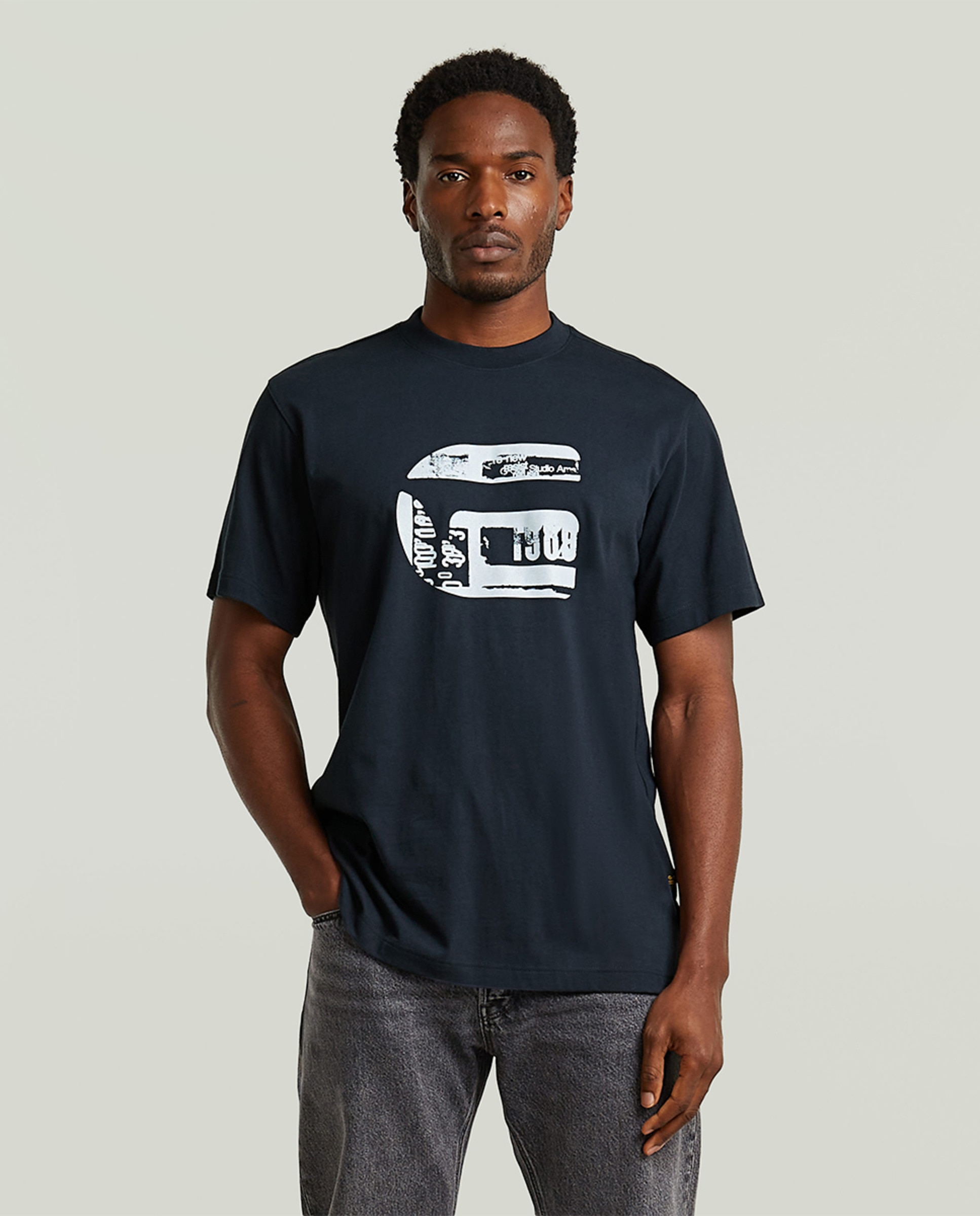 T-shirt de Corte Regular com Manga Curta Azul-1