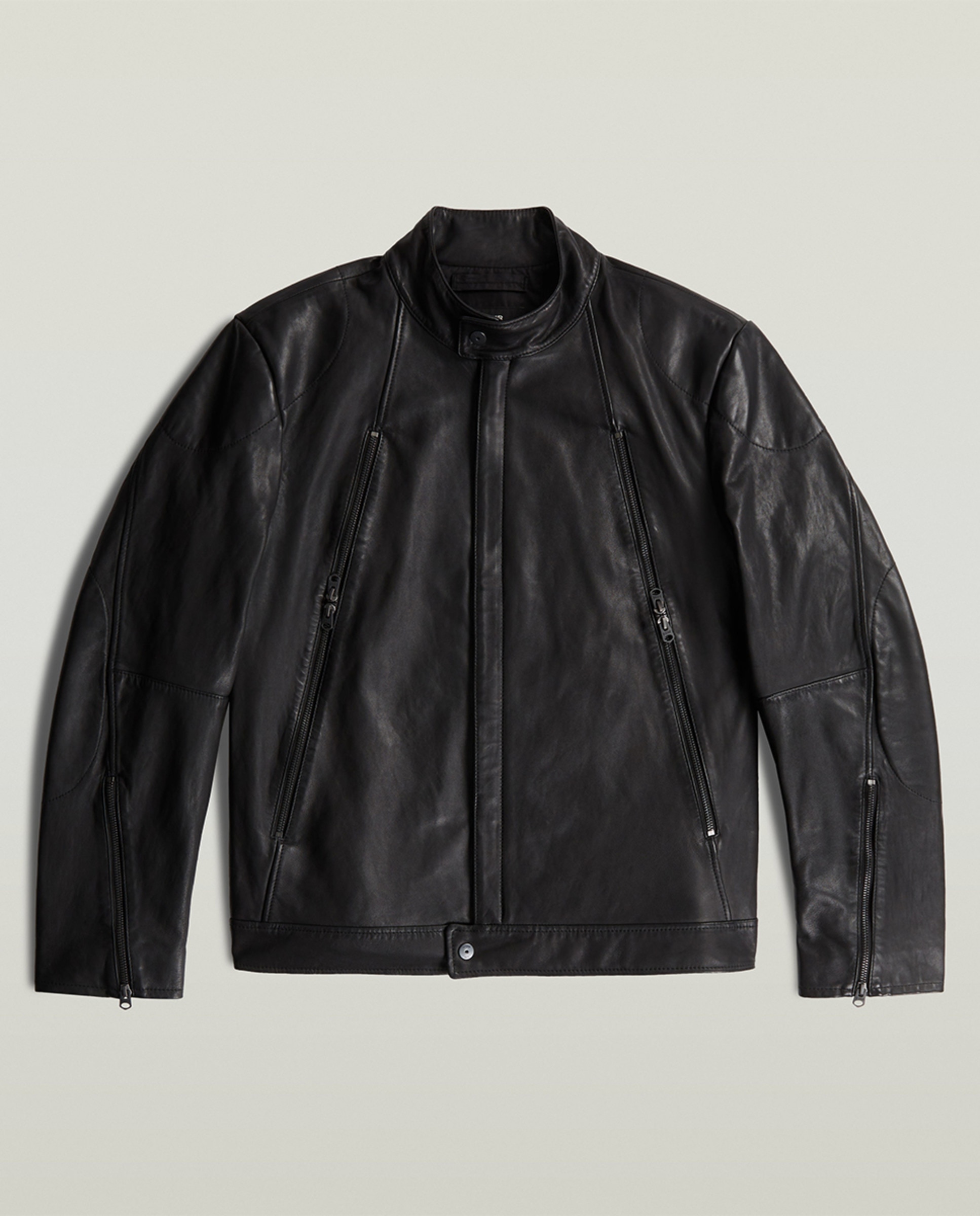 Blusão Estilo Biker de Couro Preto-6