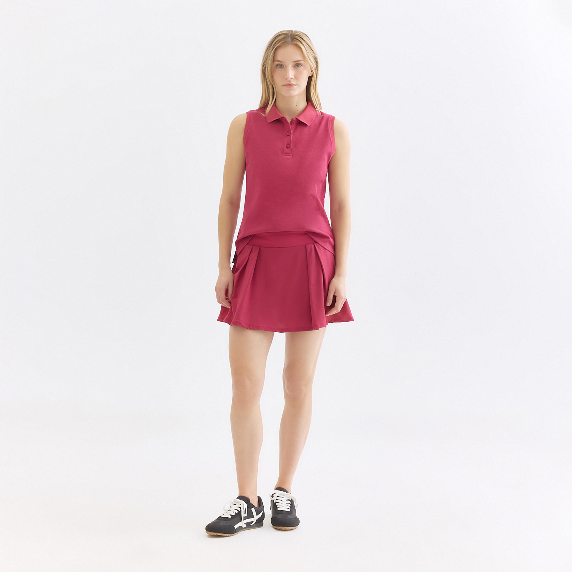 Polo Piqué Sin Mangas Mujer Rosa oscuro-2