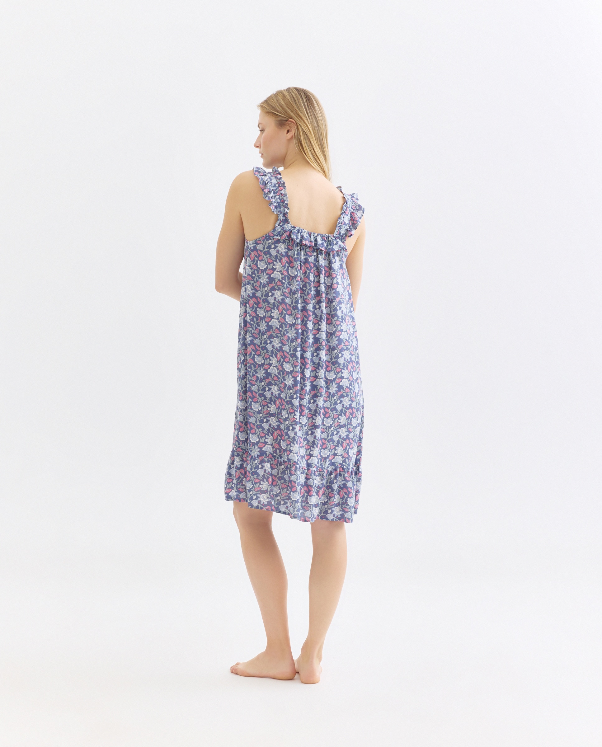 Camisón mujer estampado escote cuadrado 400 Azul-2