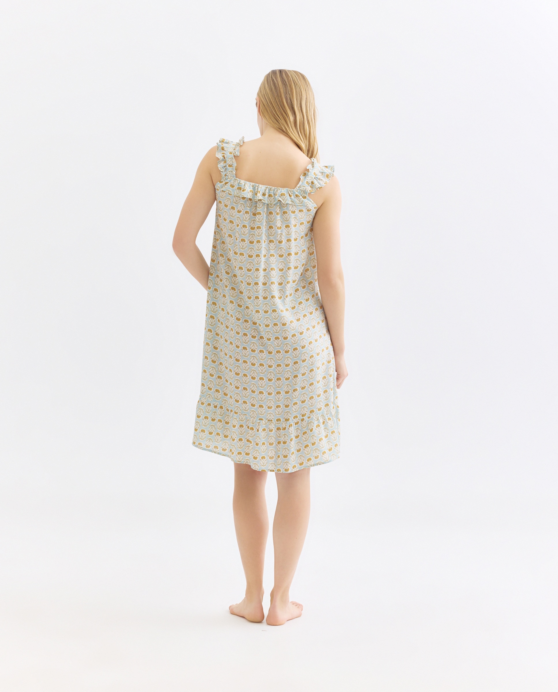 Camisón mujer estampado escote cuadrado Mostaza-2