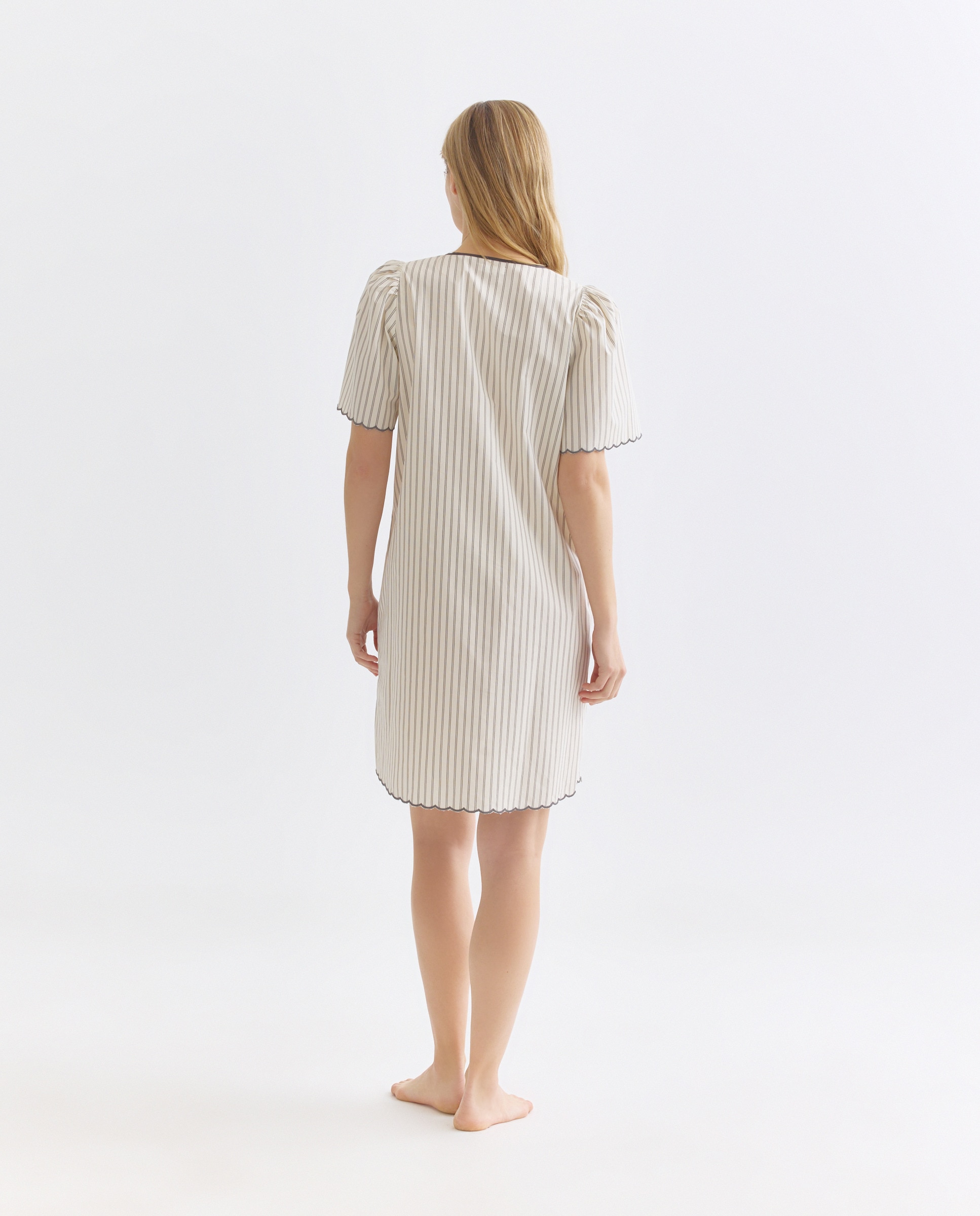 Camisón mujer algodón con lazos 830 Antracita-2