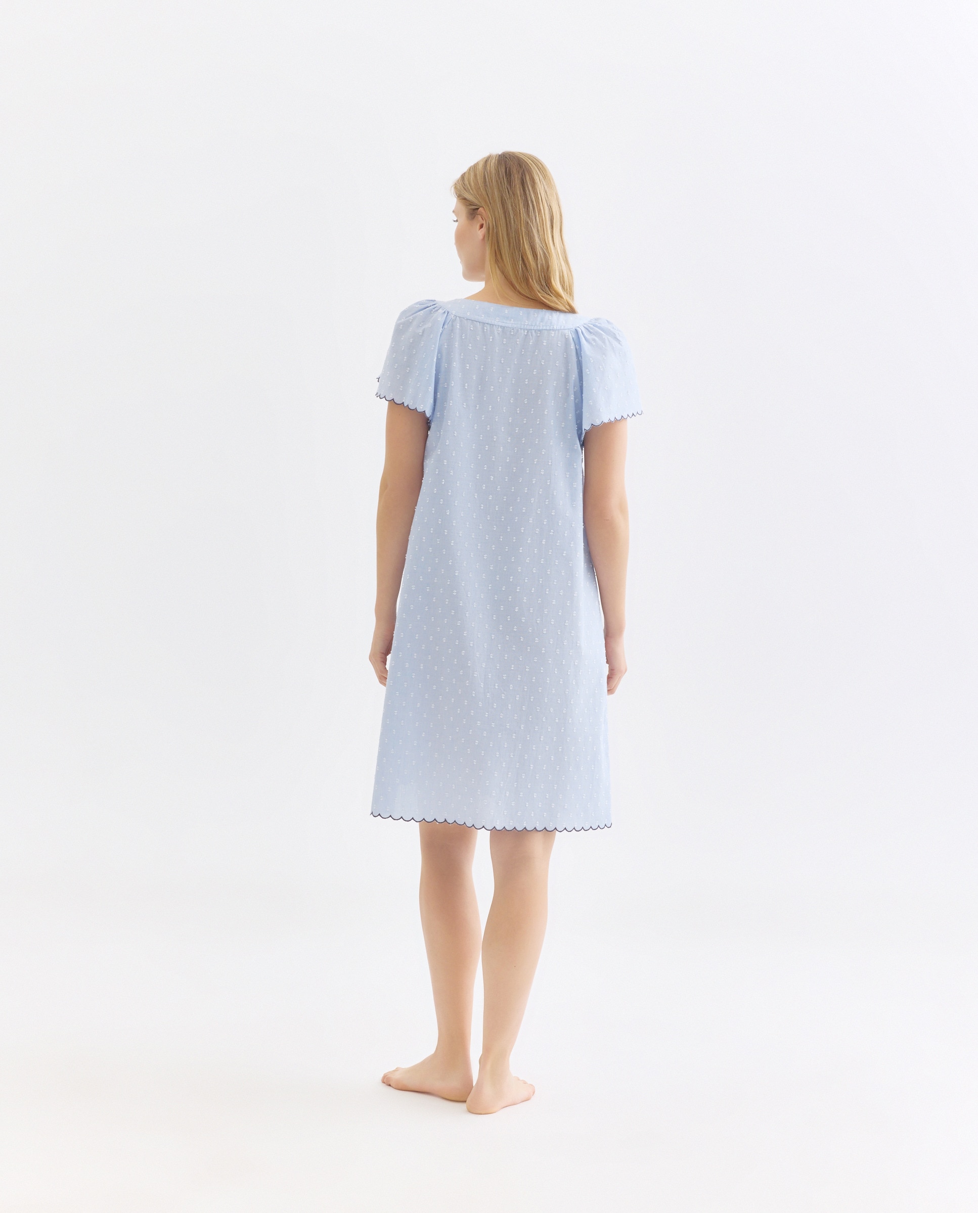 Camisón mujer algodón chambray plumeti 410 Azul claro-2