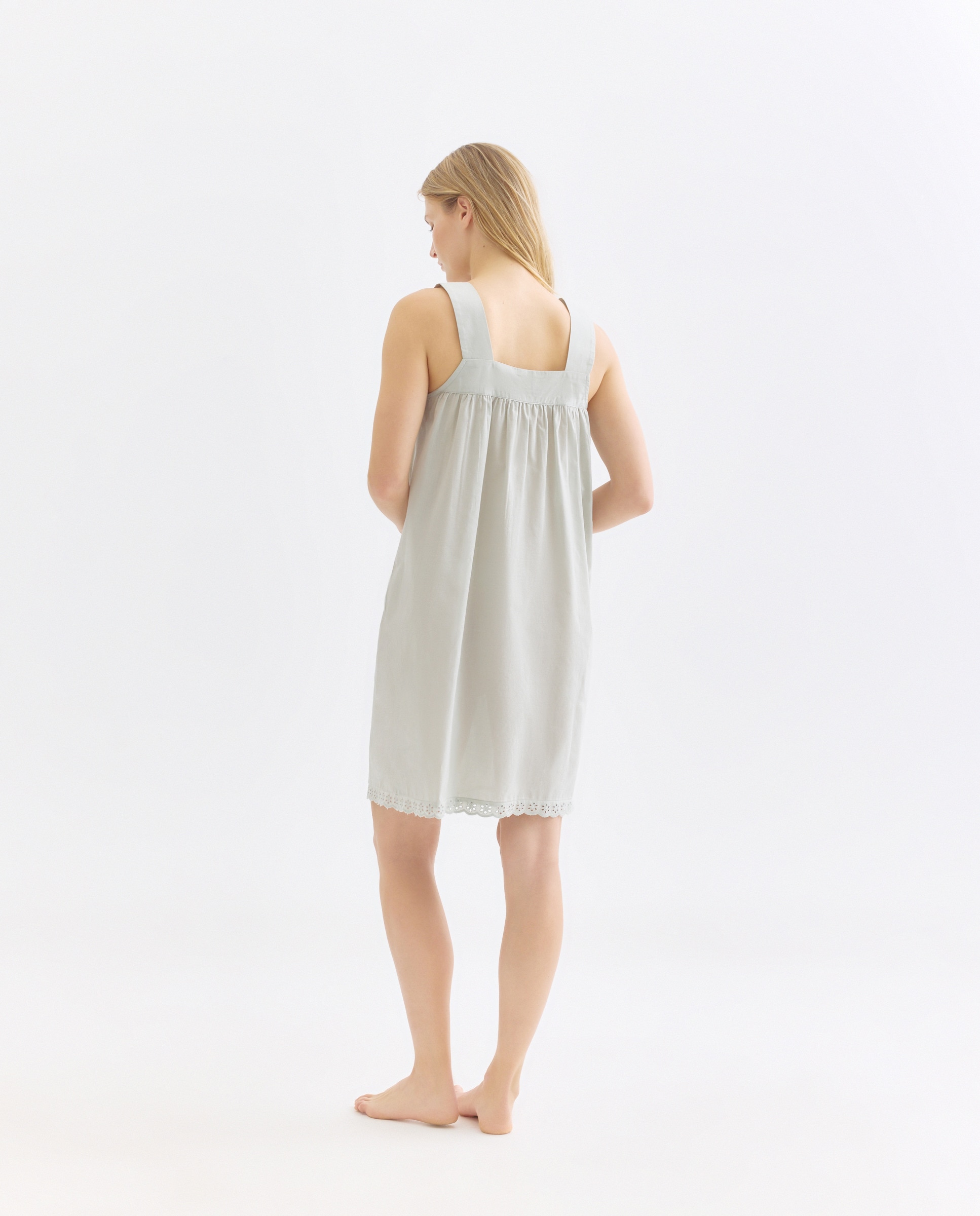 Camisón mujer algodón tirantes y lazos 582 Verde agua-2