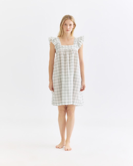Imagen 0 de Camisón mujer algodón escote cuadrado vichy