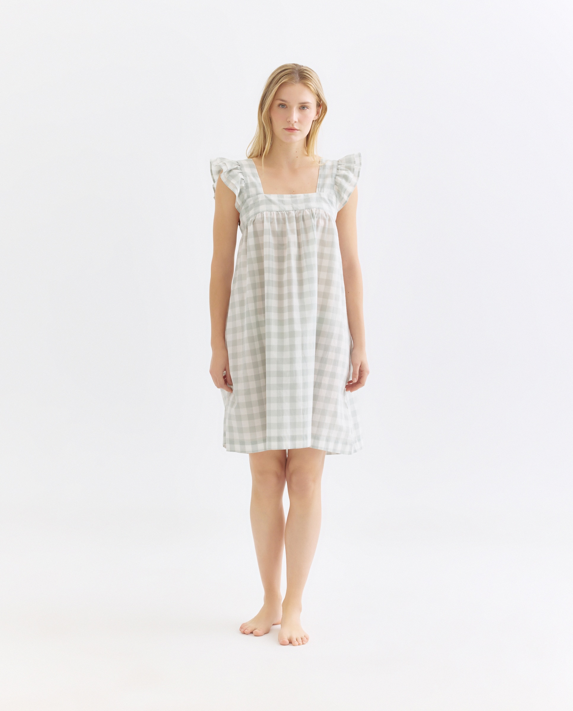 Imagen 0 de Camisón mujer algodón escote cuadrado vichy