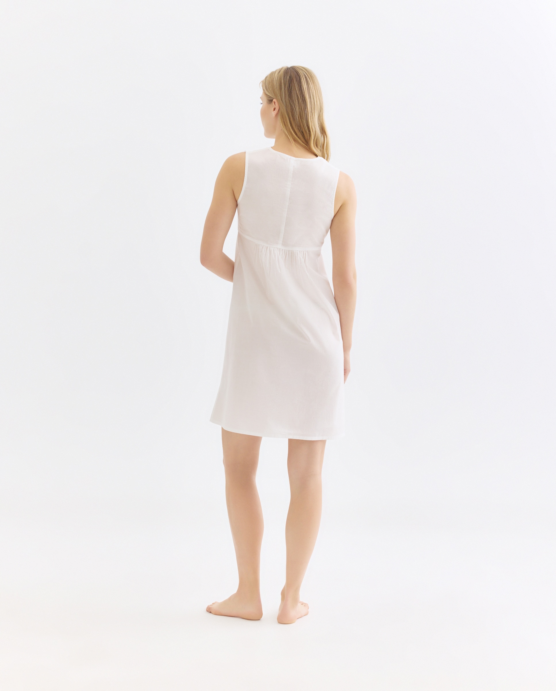 Camisón mujer algodón pico encaje Blanco roto-3