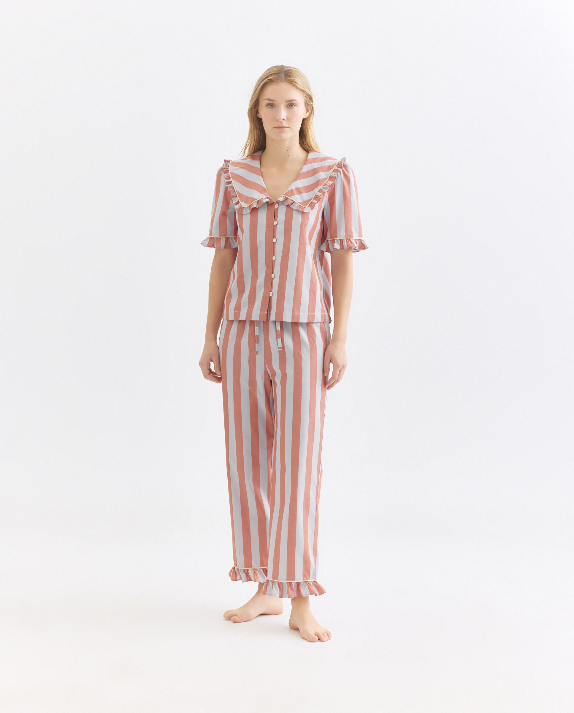 Imagen 0 de Pijama mujer algodón cuello minivolante