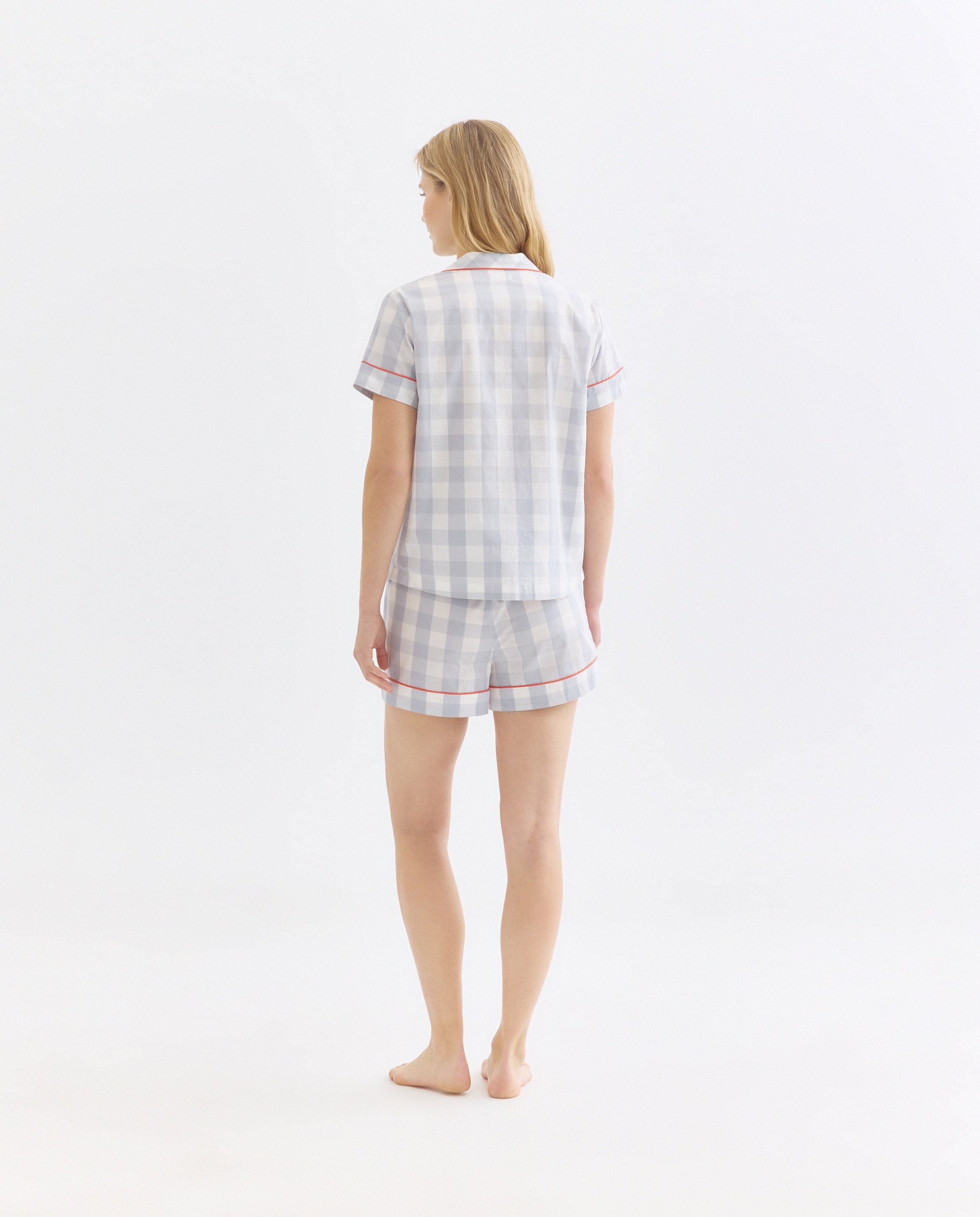 Pijama mujer algodón solapa 410 Azul claro-2