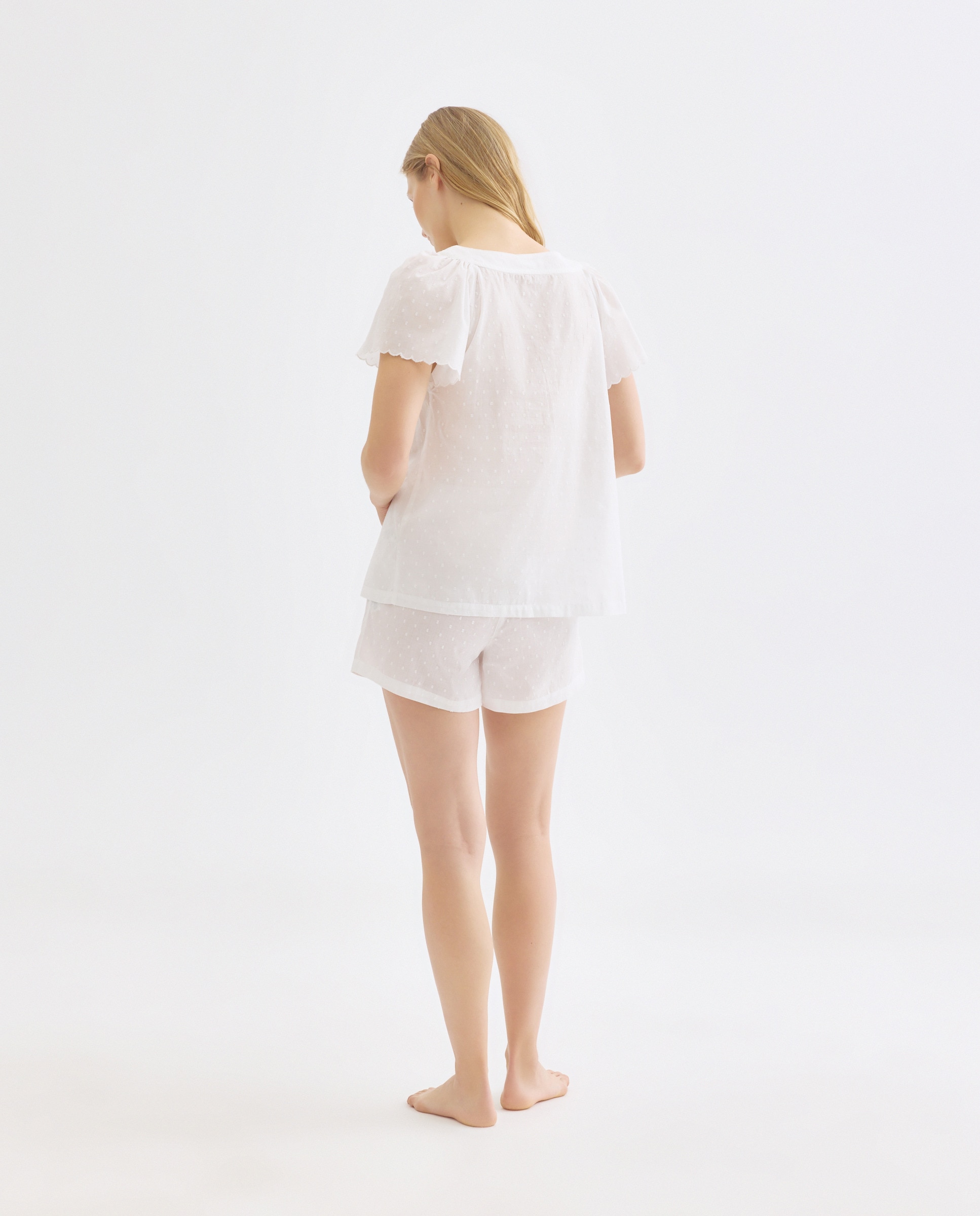 Pijama mujer algodón chambray plumeti Blanco-2