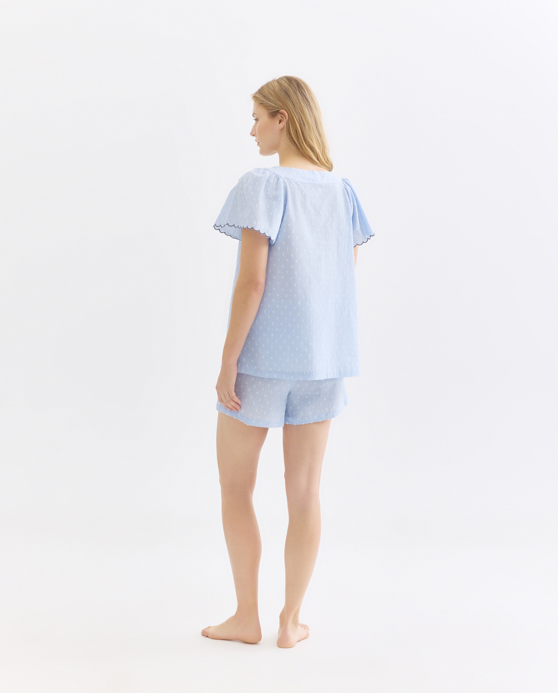 Pijama mujer algodón chambray plumeti 410 Azul claro-2