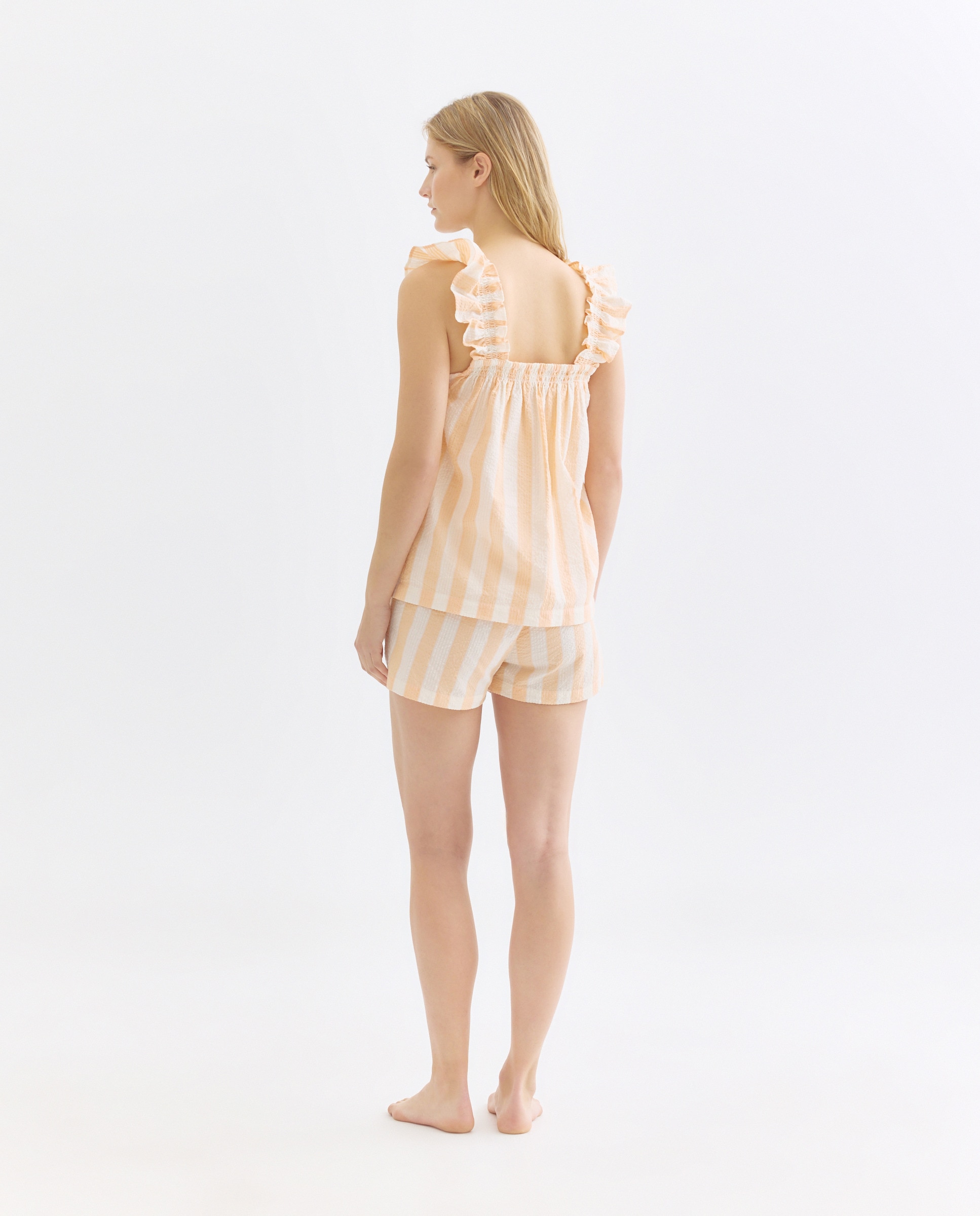Pijama mujer algodón seersucker tirantes 630 Coral-2