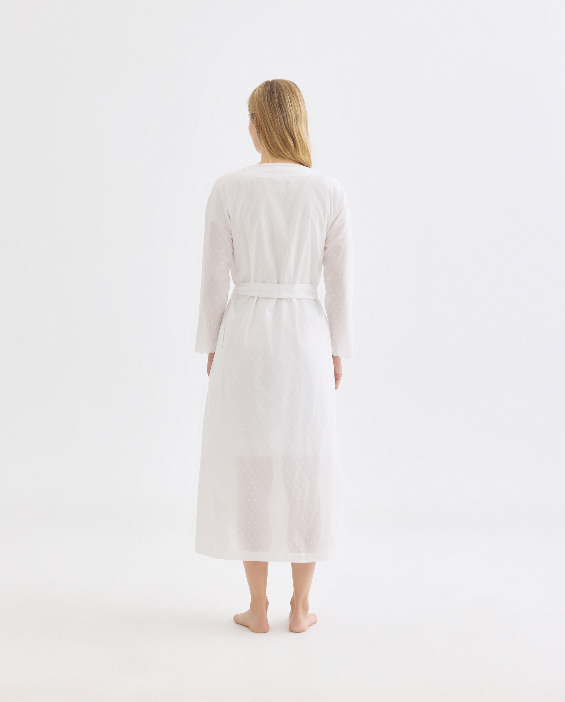 Bata mujer algodón chambray plumeti Blanco-3