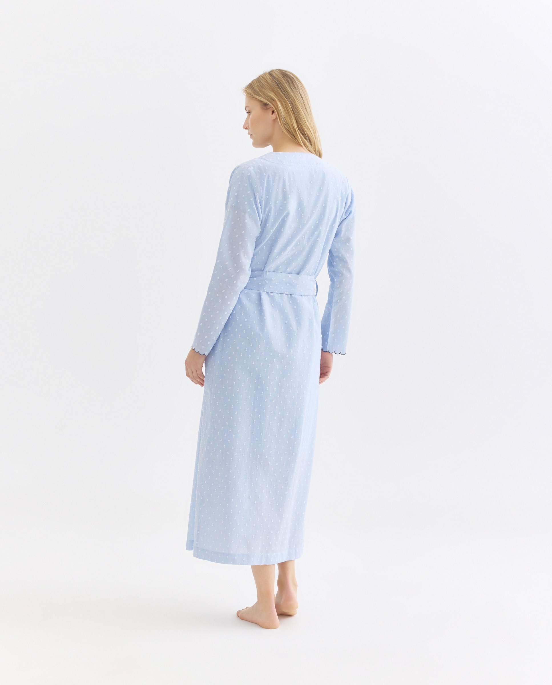 Bata mujer algodón chambray plumeti 410 Azul claro-2