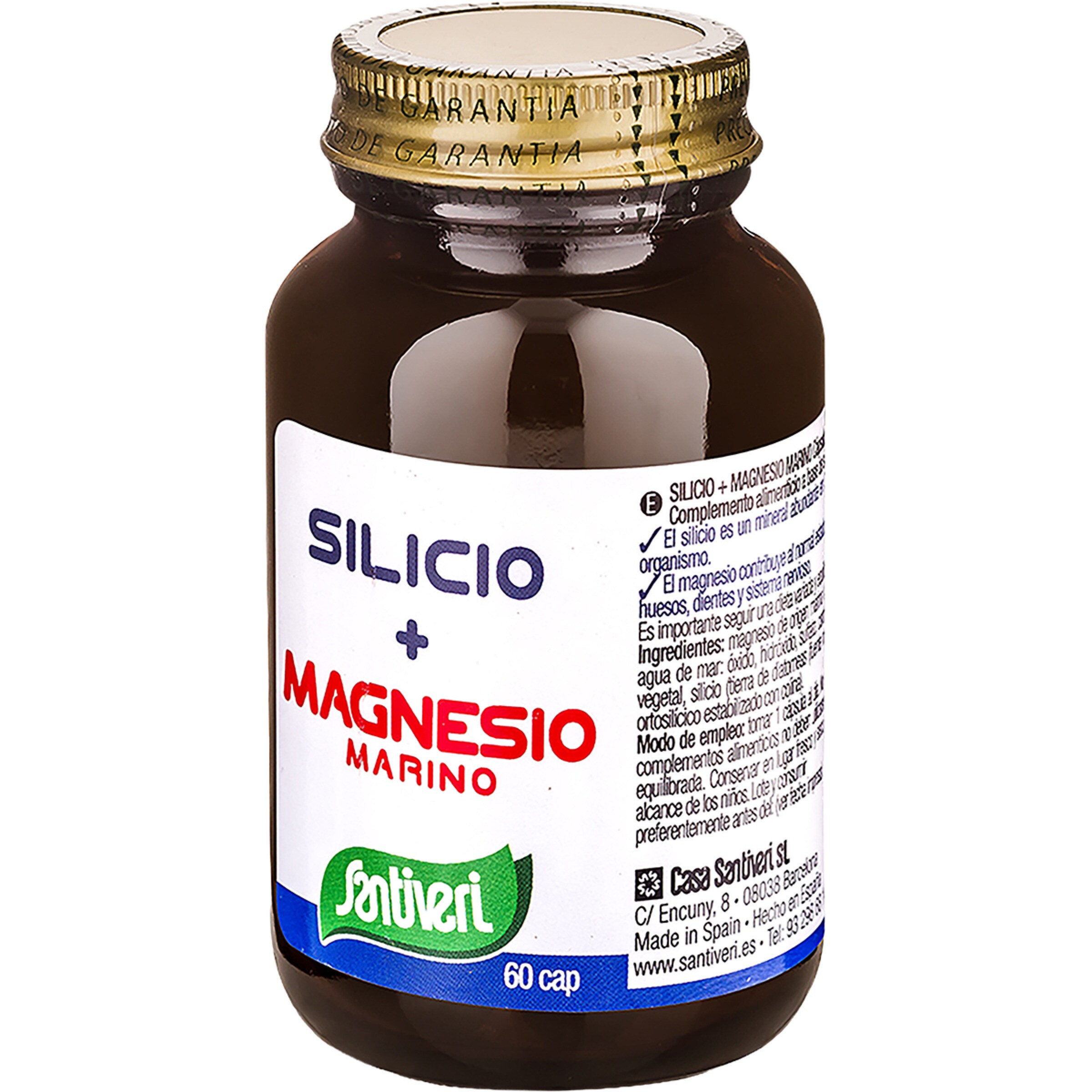 silicio + magnesio marino bote 60 capsulas para el funcionamiento de músculos, huesos, dientes y sistema nervioso