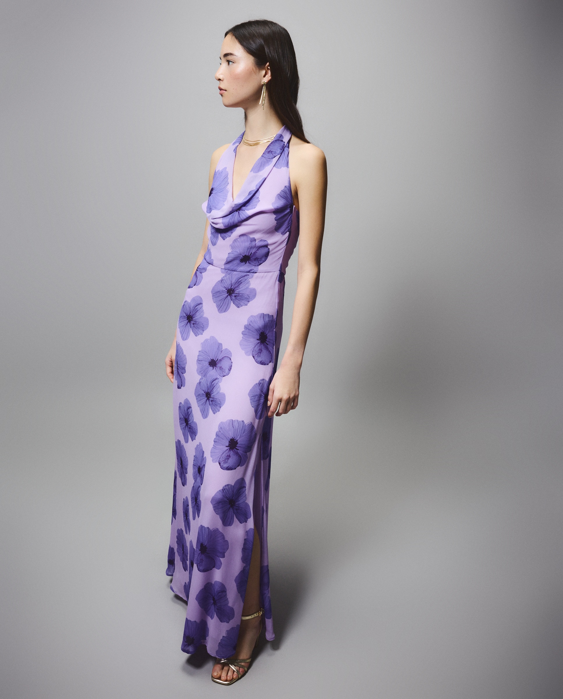Vestido Halter com Estampado Buganvília-3