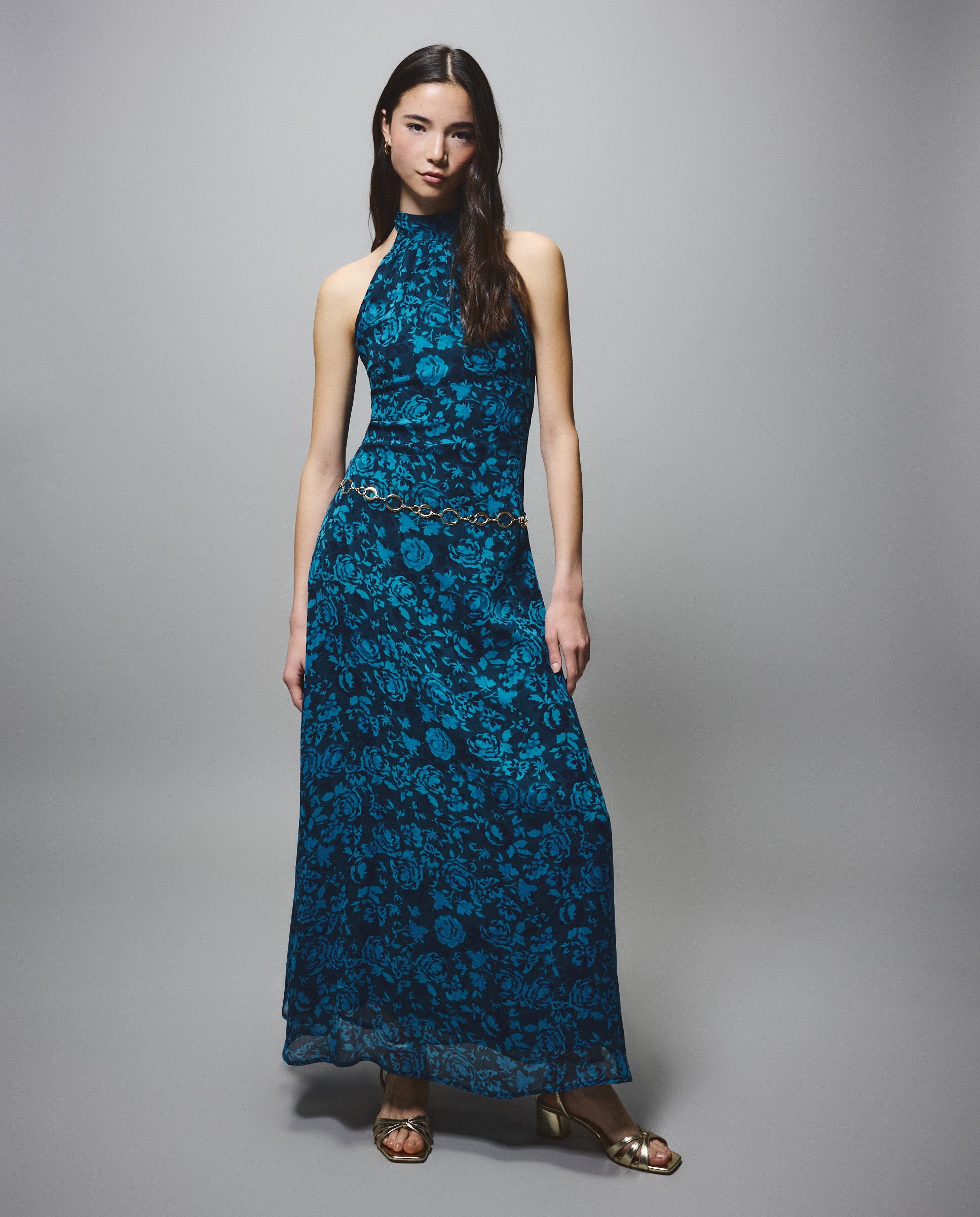 Vestido Halter com Estampado lzo Calor Verde-1