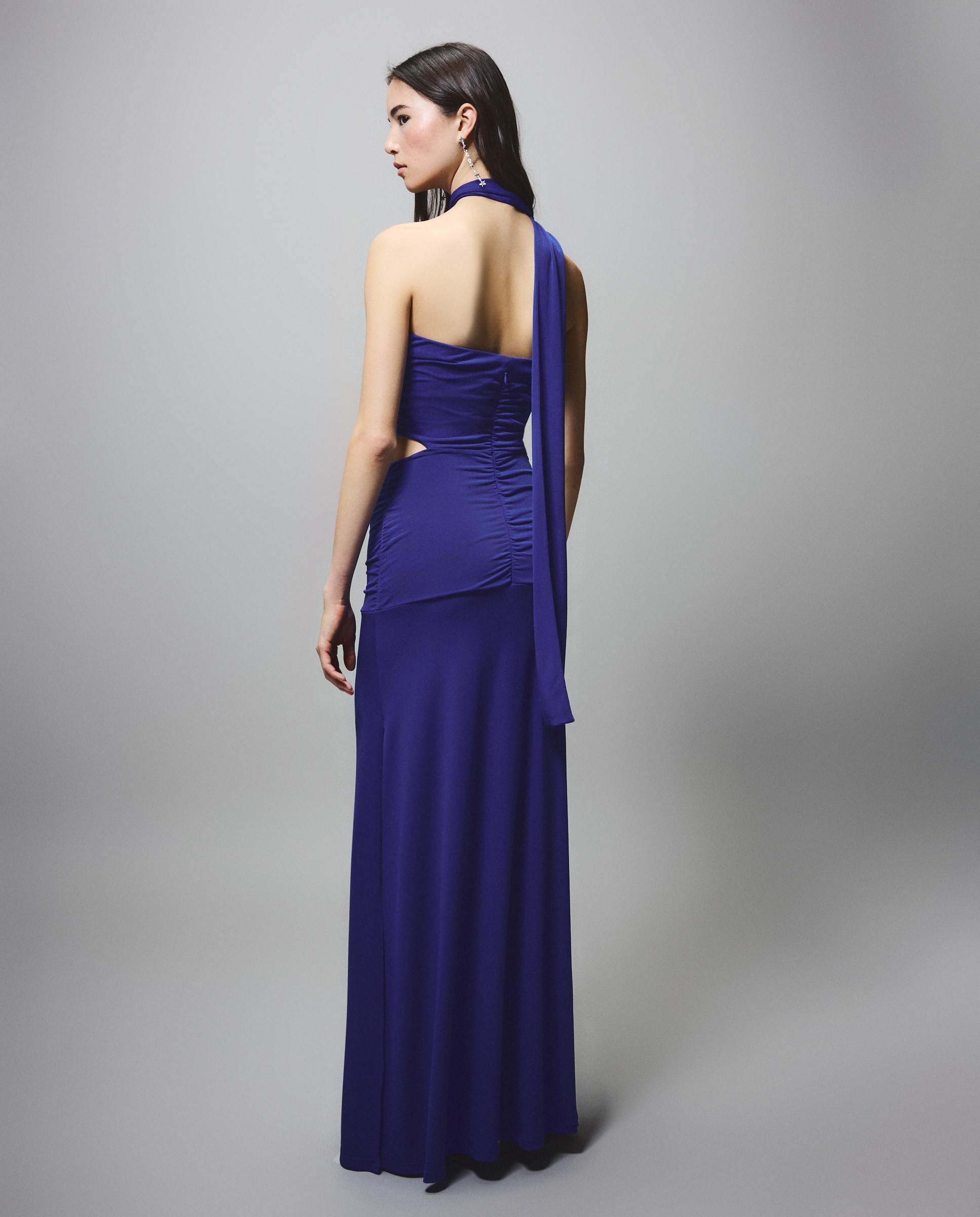 Vestido de Malha com Decote Caicai Azul-3